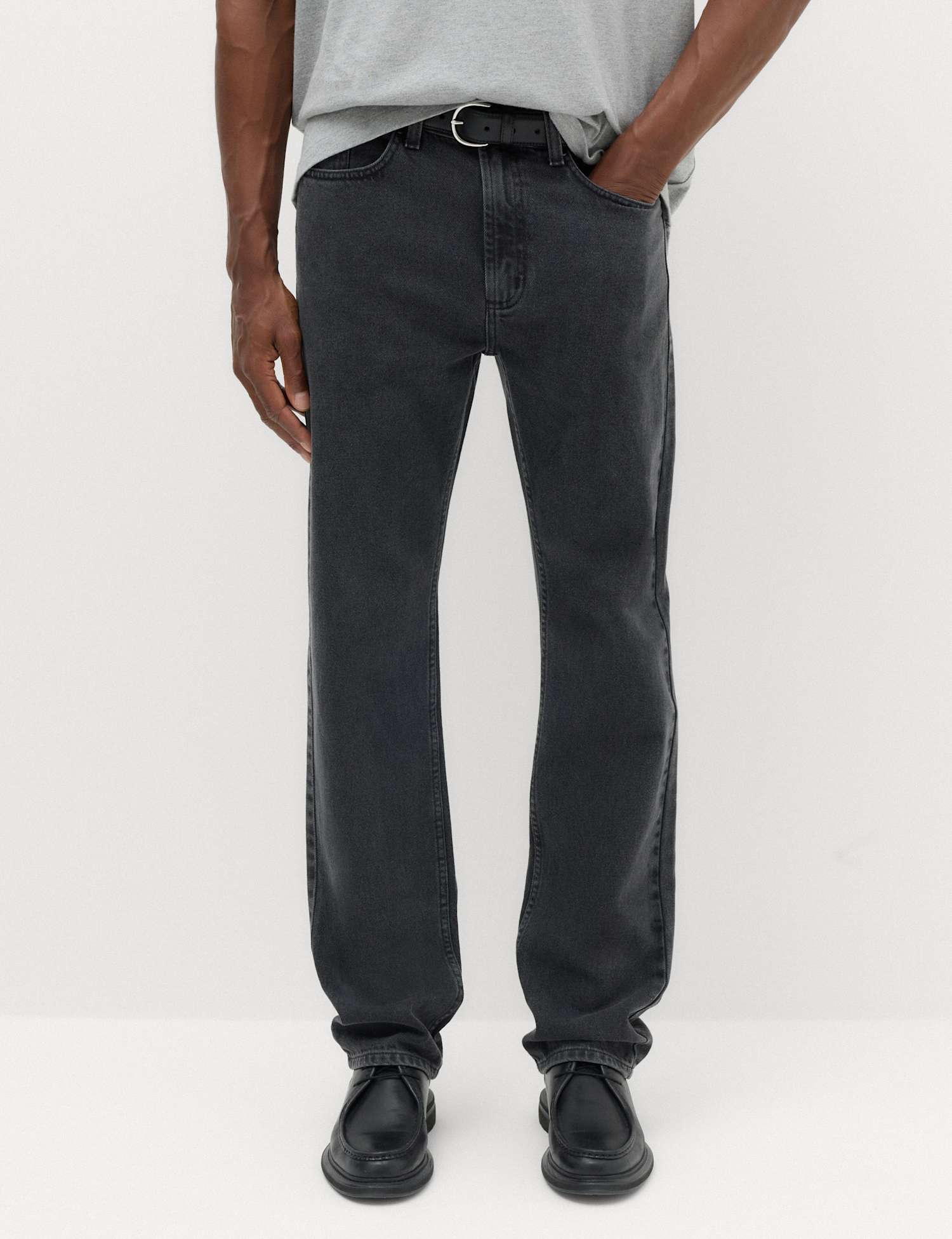 M&S Straight Fit Pure Cotton Value Jeans Dark Grey