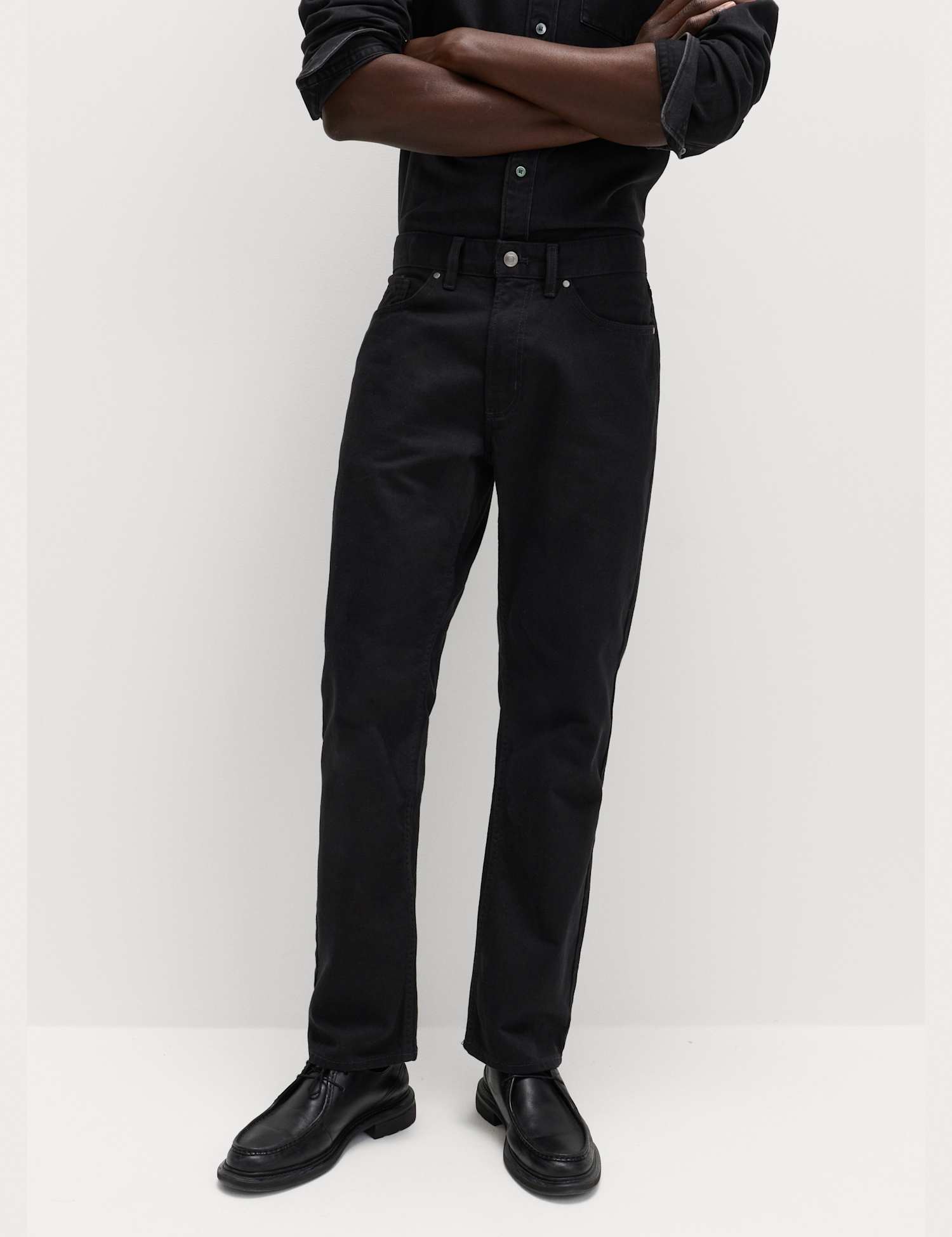 M&S Straight Fit Pure Cotton Value Jeans Black/Black