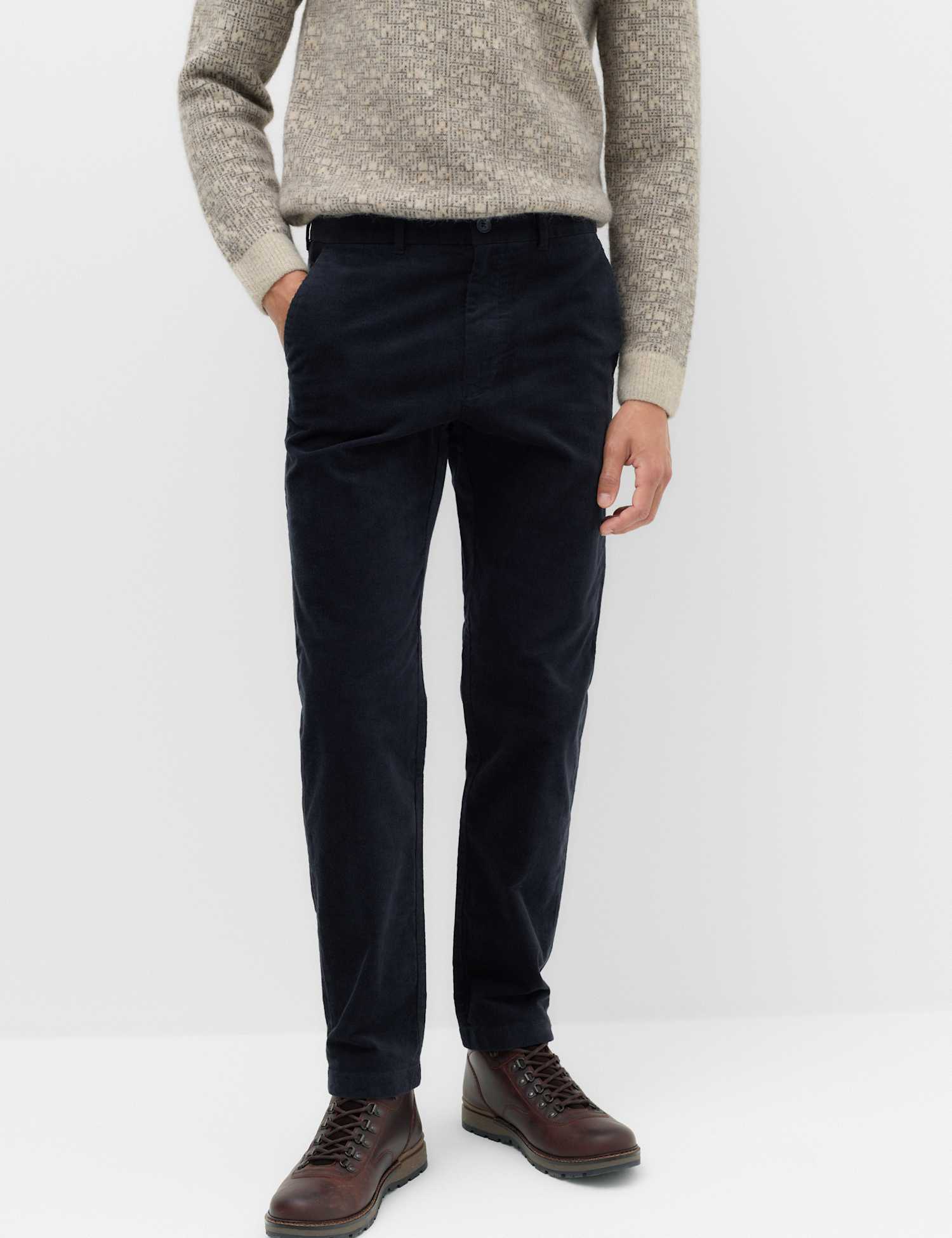 M&S Regular Fit Corduroy Stretch Chinos Navy