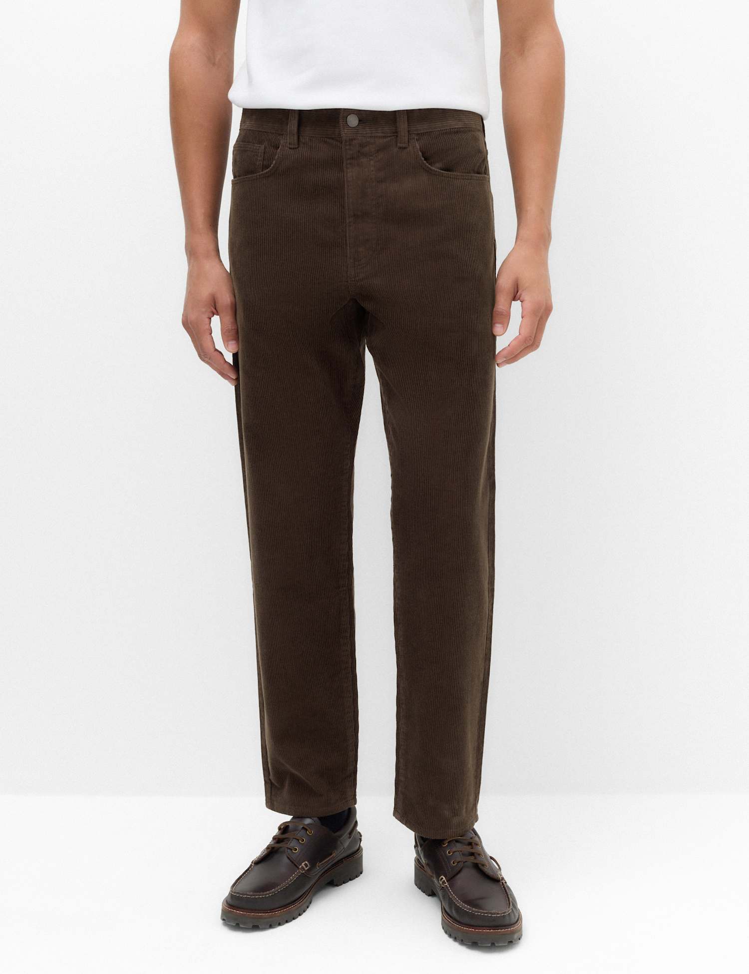 M&S Straight Fit Pure Cotton Corduroy 5 Pocket Trousers Bitter Chocolate