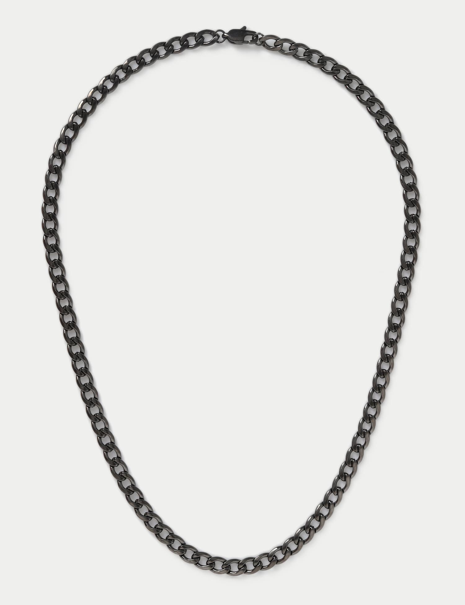 M&S Waterproof Stainless Steel Gunmetal Chain Necklace Black