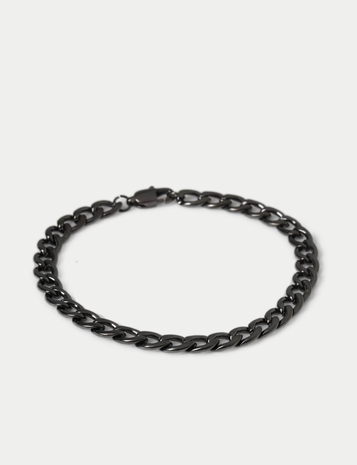 M&S Waterproof Stainless Steel Gunmetal Chain Bracelet Black