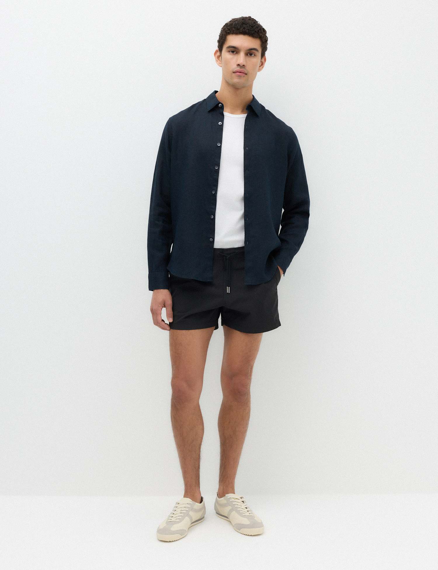 M&S Regular Fit Pure Linen Shirt Navy