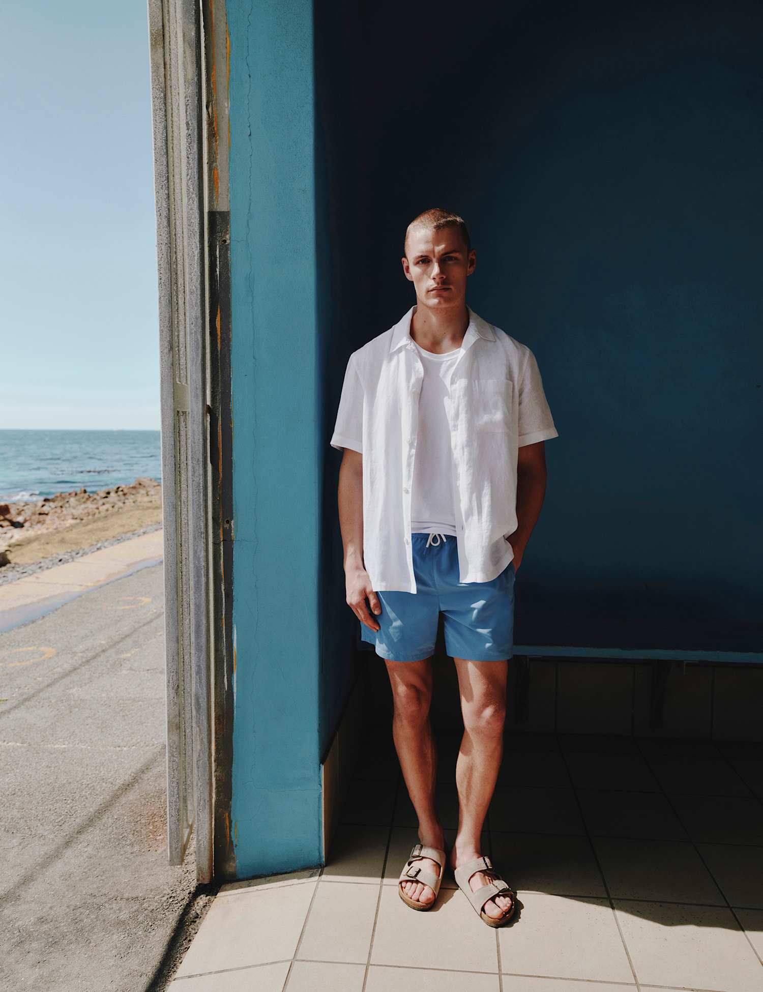 M&S Pure Linen Short Sleeve Shirt White