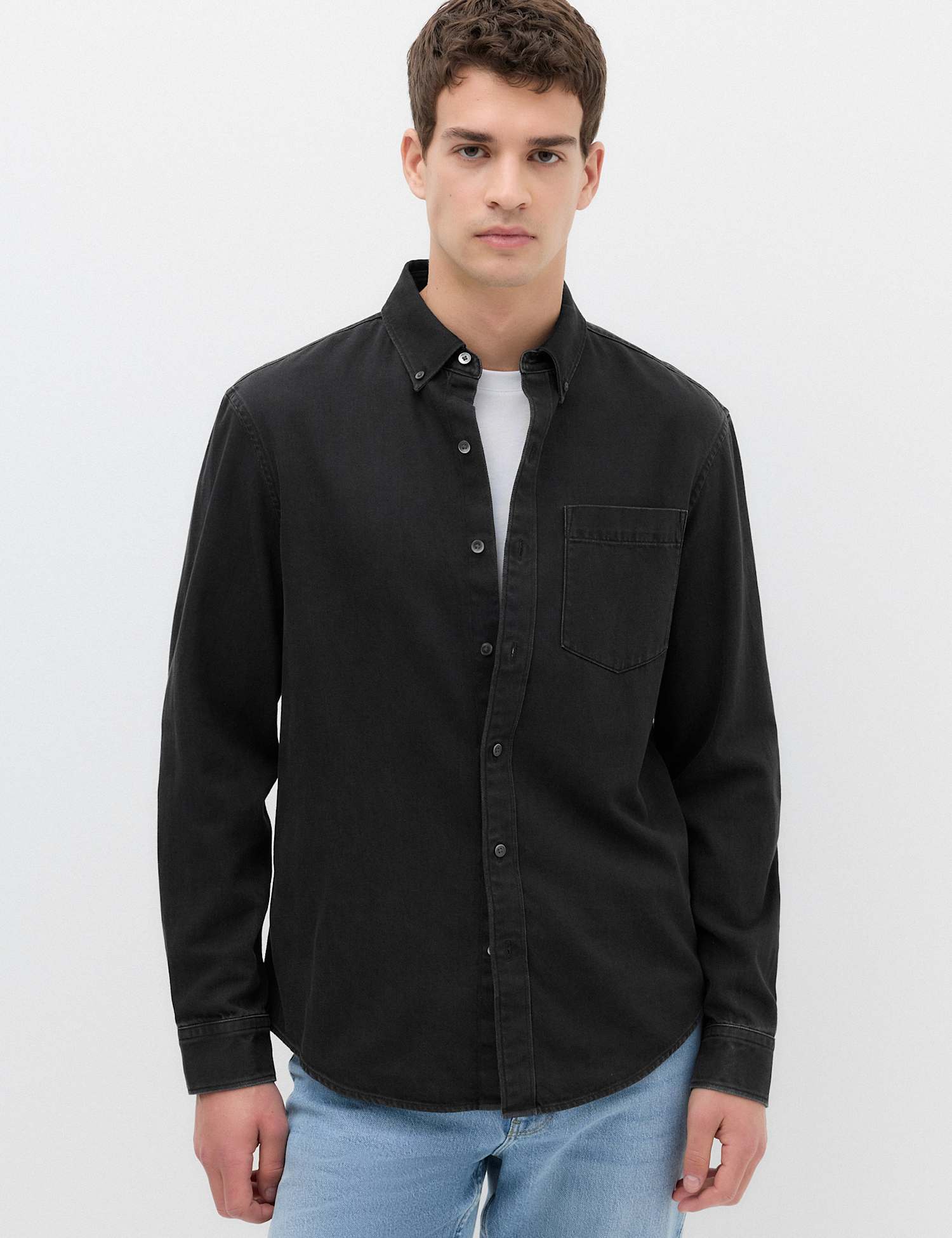 M&S Cotton Rich Borg Lined Overshirt Black