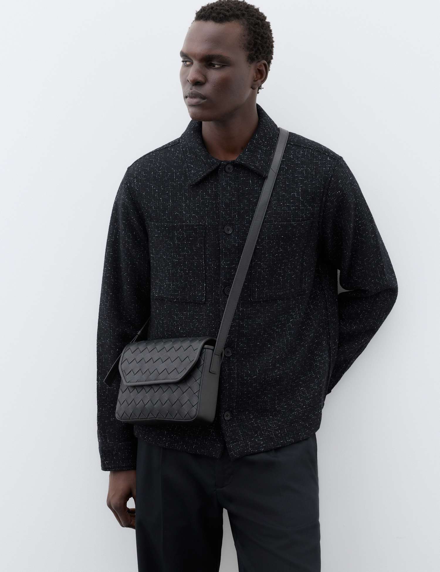 Autograph Wool Blend Textured Overshirt Dark Navy Mix