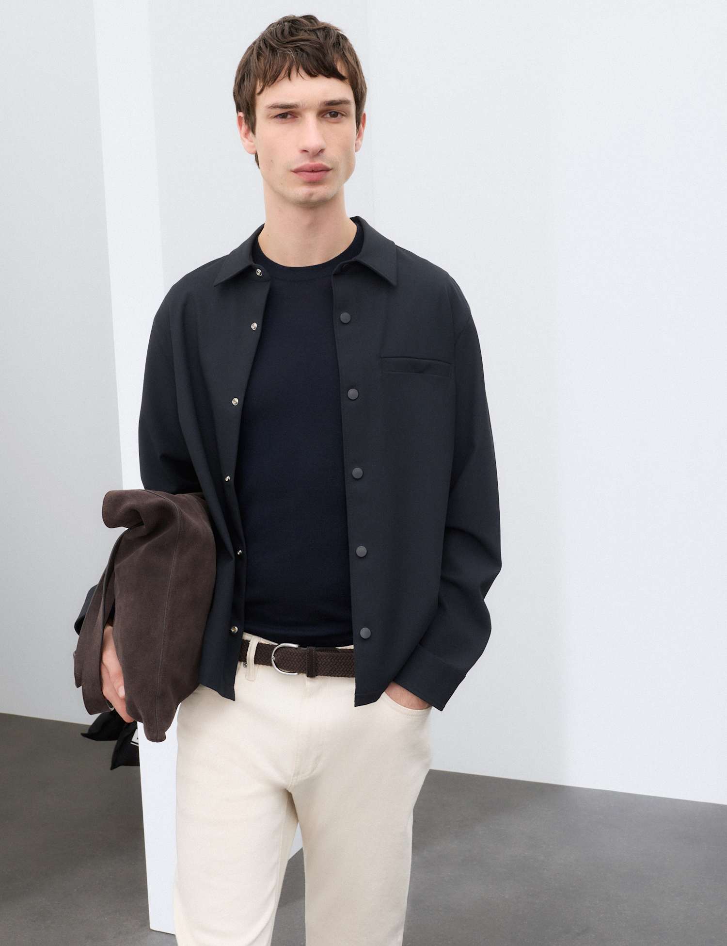 Autograph Regular Fit Stretch Twill Overshirt Dark Navy