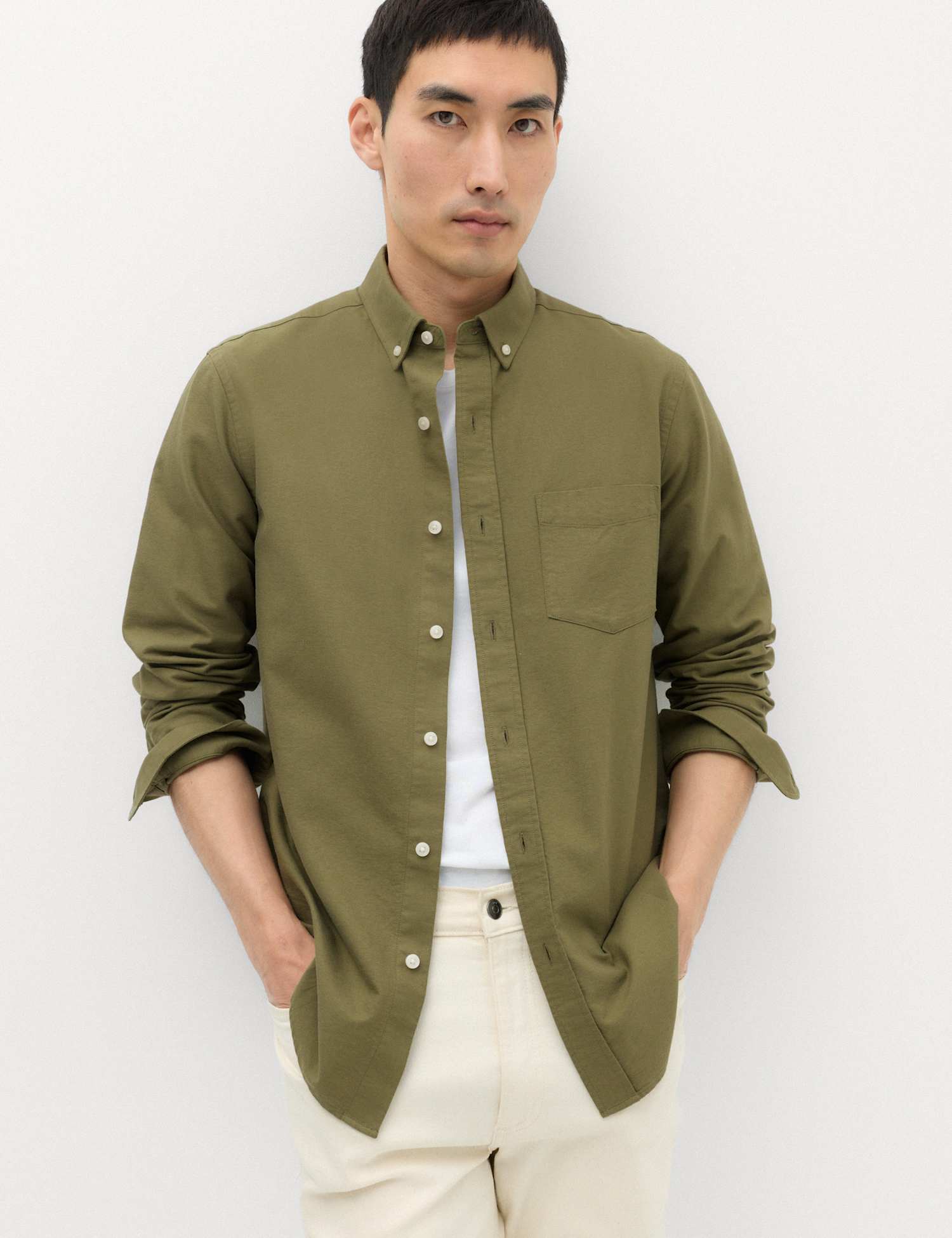 M&S Pure Cotton Ultimate Oxford Shirt Sage