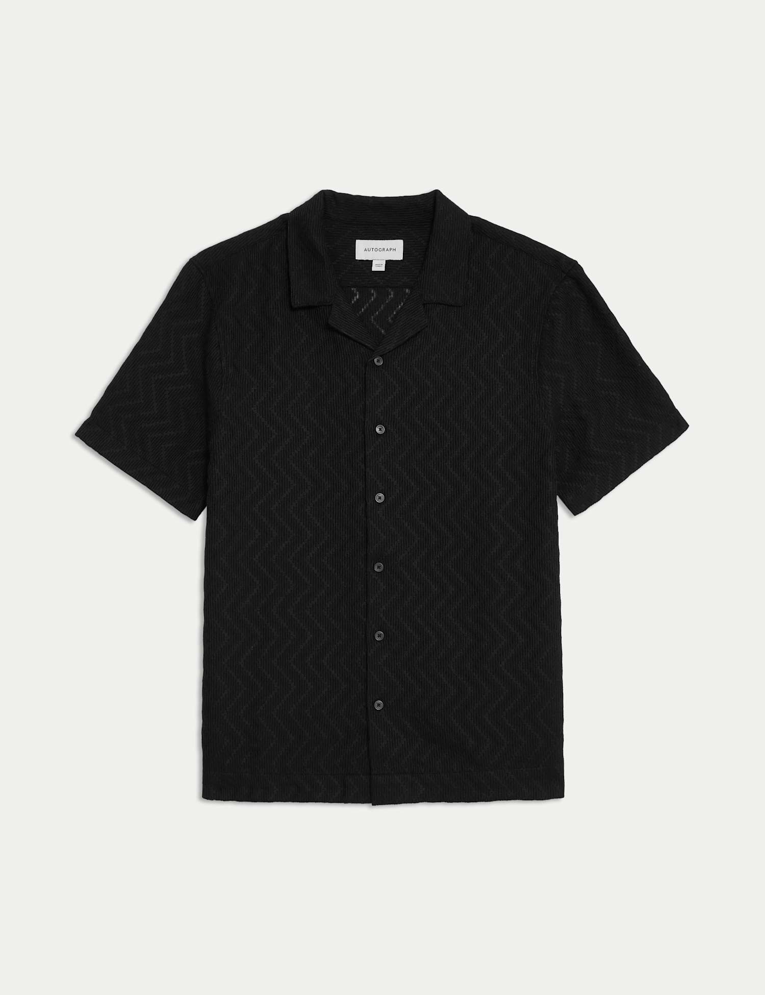 Autograph Cotton Rich Cuban Collar Shirt Black