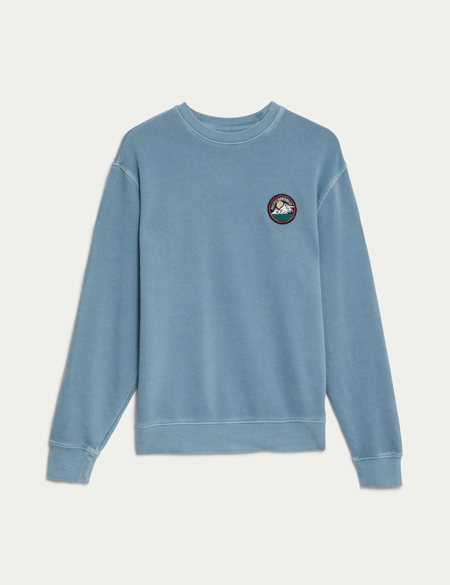 M&S Pure Cotton Graphic Sweatshirt Pale Blue