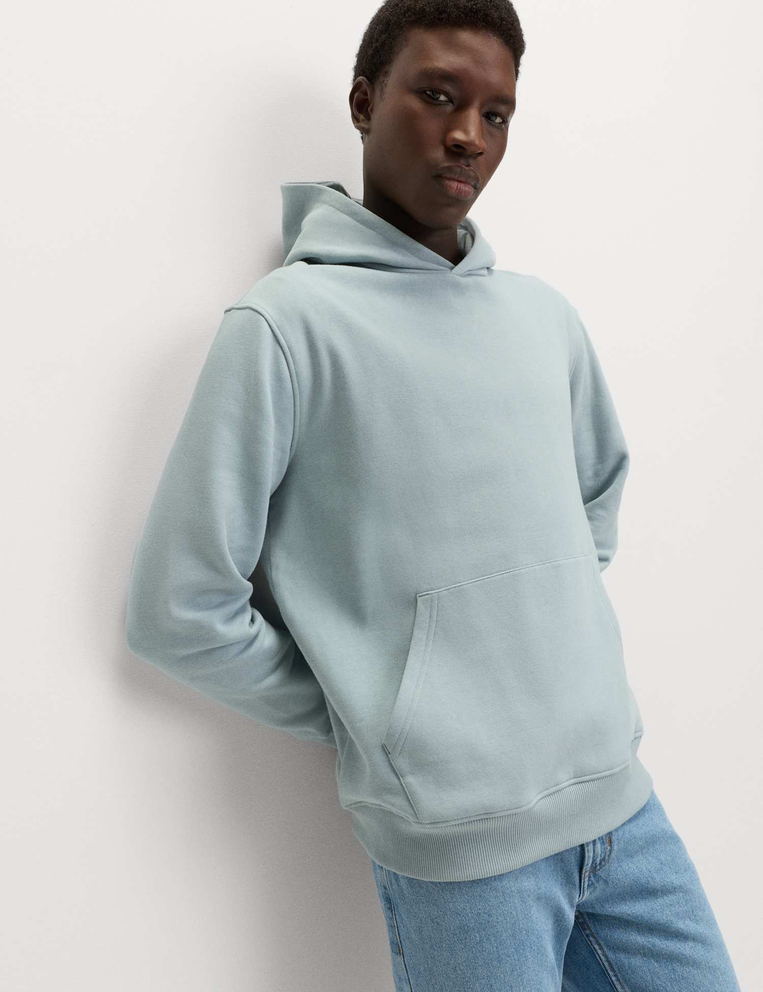 M&S Cotton Rich Hoodie Soft Blue