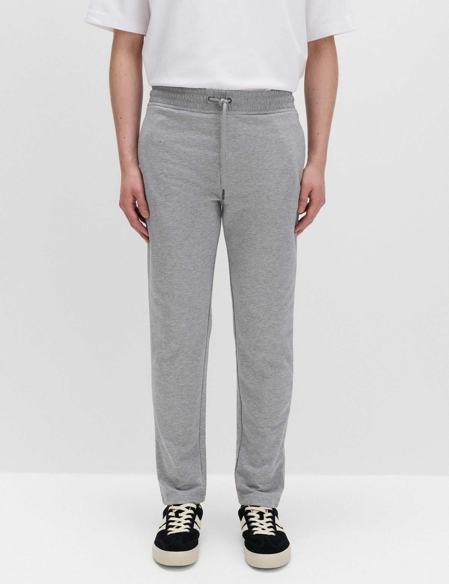 M&S Cotton Rich Straight Leg Joggers Grey Marl