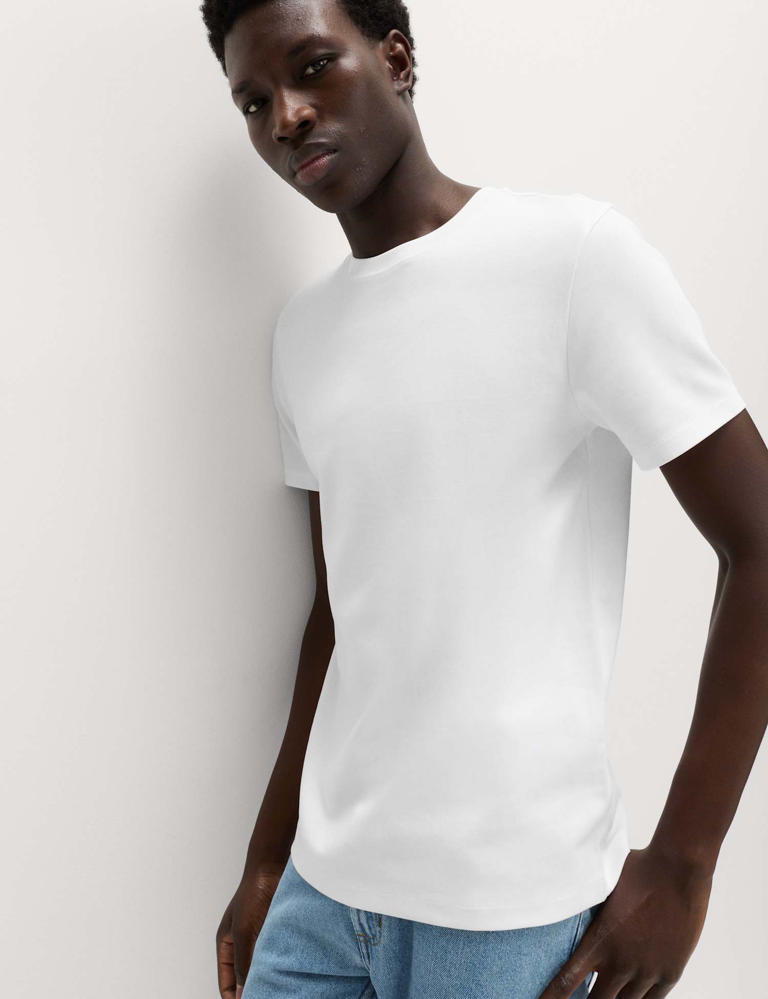 M&S The Utimate Slim Fit Cotton Blend T-Shirt White