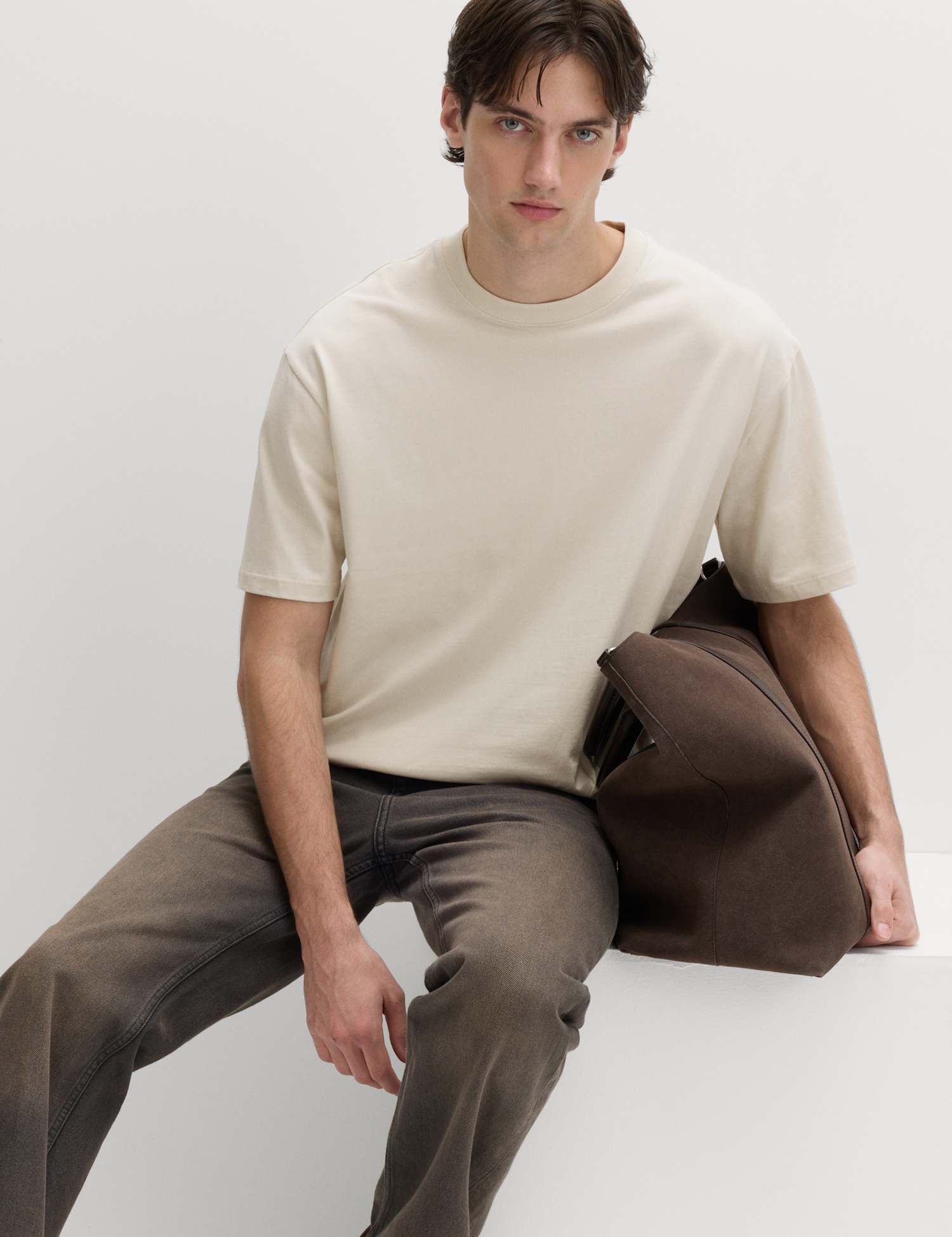 M&S Pure Cotton Oversized Midweight T-Shirt Ecru