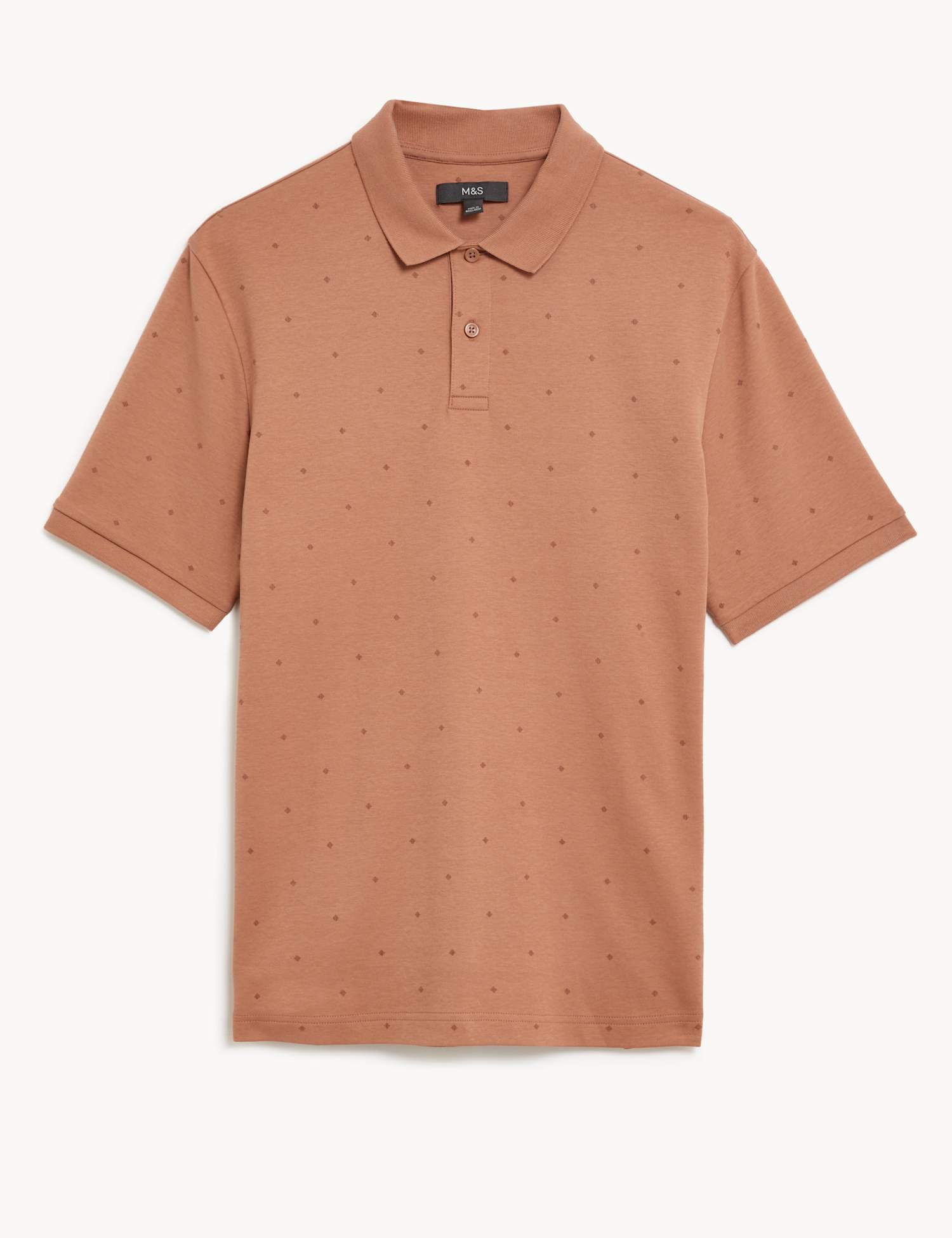 M&S Pure Cotton Geometric Polo Shirt Soft Peach