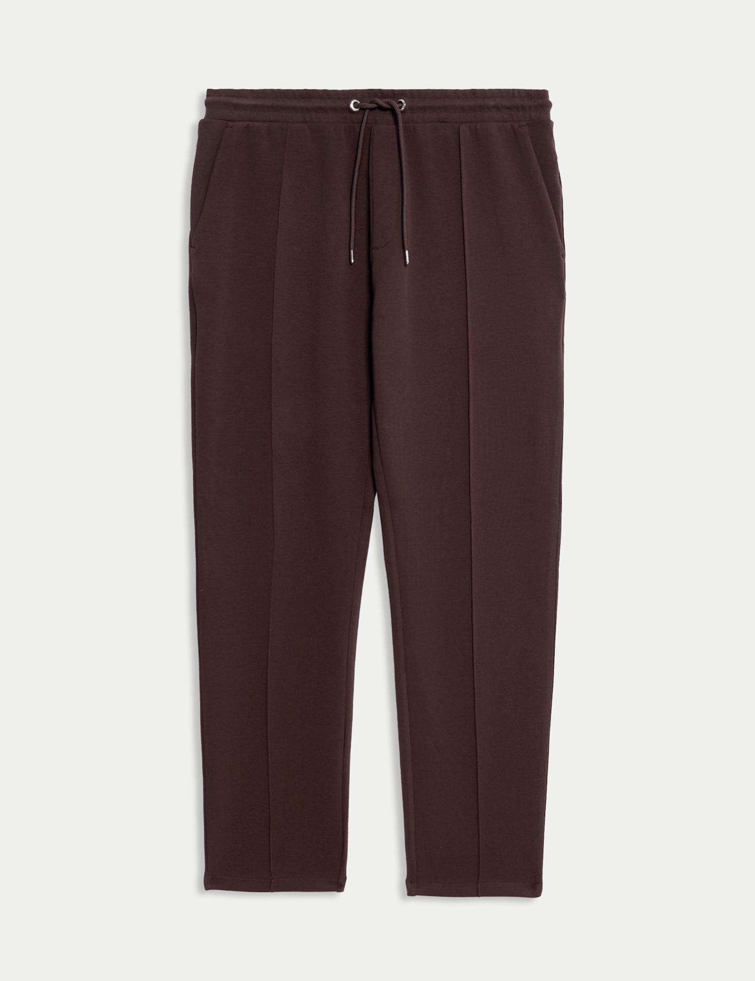 Autograph Cotton Rich Pintuck Straight Leg Joggers Dark Chocolate