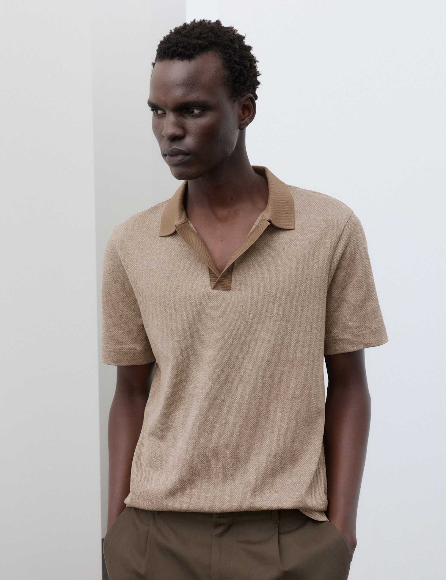Autograph Pure Cotton Textured Polo Shirt Truffle