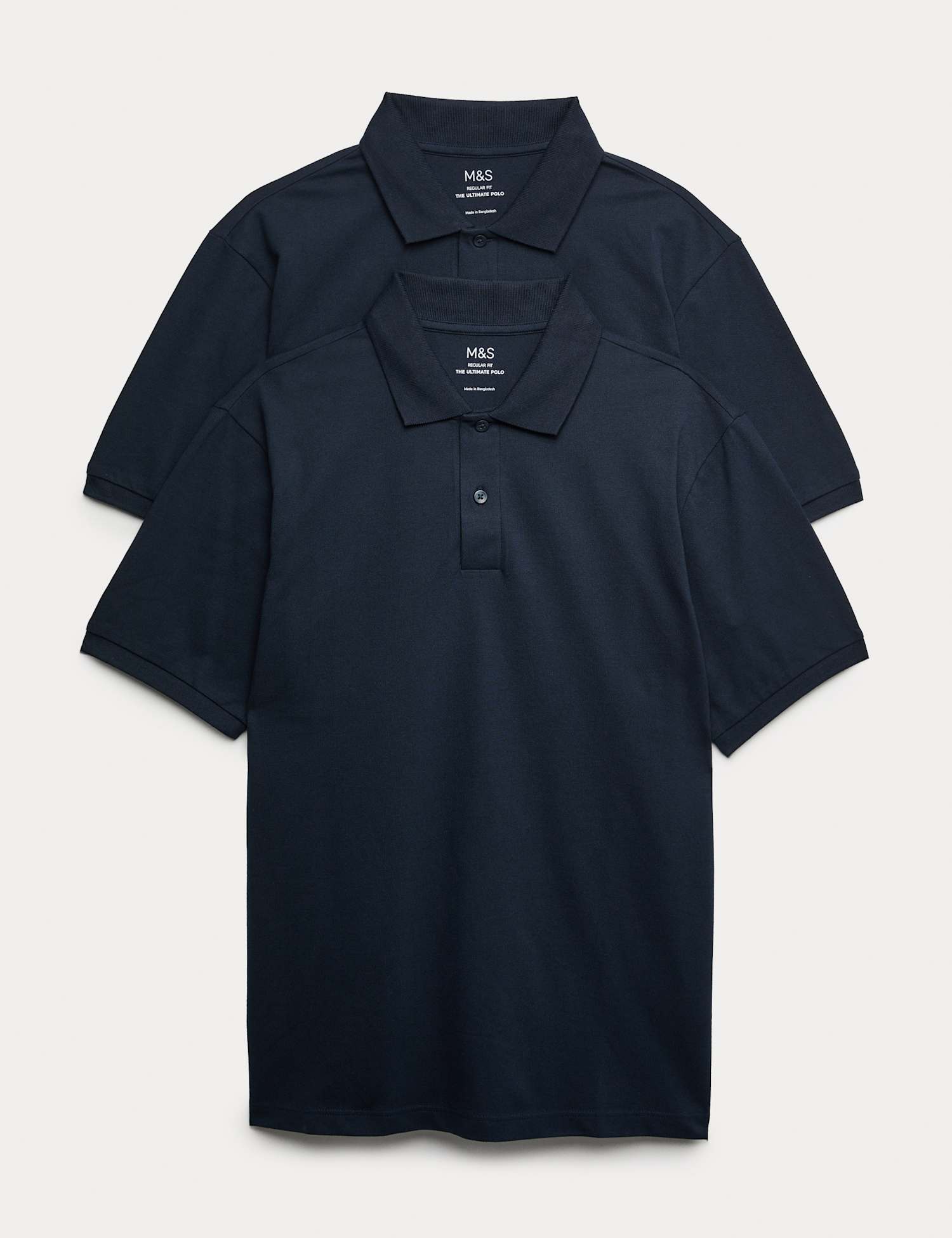 M&S Ultimate 2 Pack Cotton Rich Polo Shirts Navy