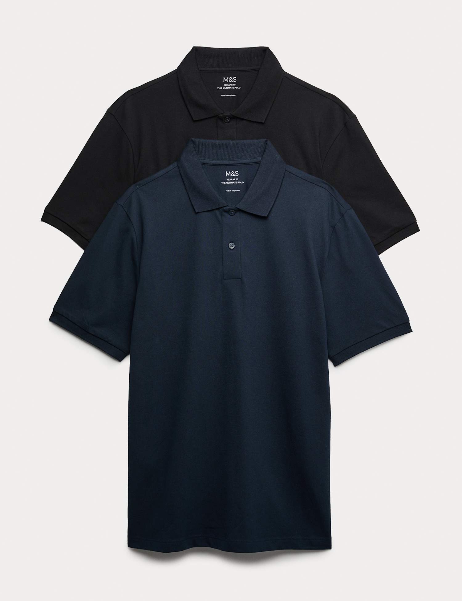M&S Ultimate 2 Pack Cotton Rich Polo Shirts Navy Mix