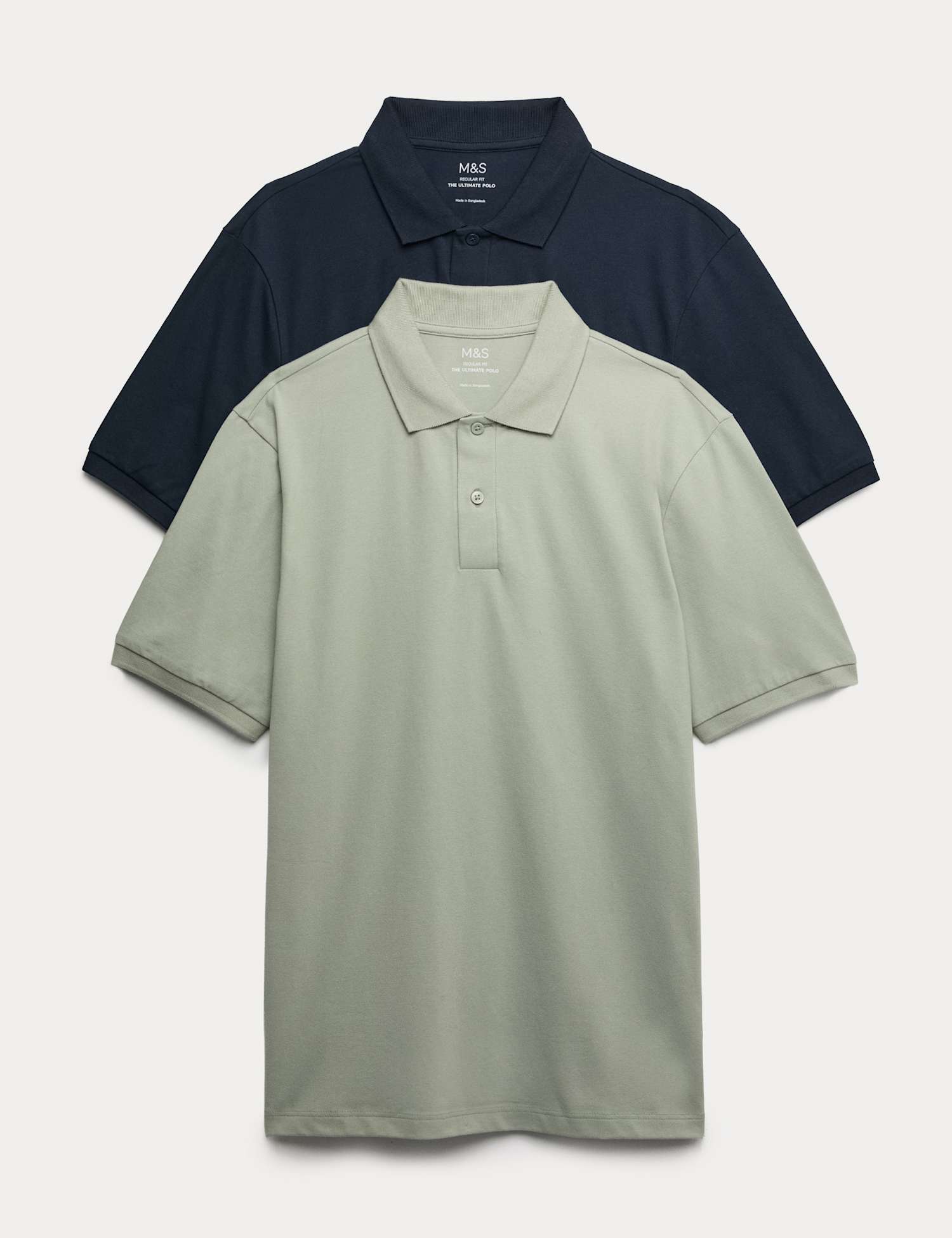 M&S Ultimate 2 Pack Cotton Rich Polo Shirts Light Green Mix