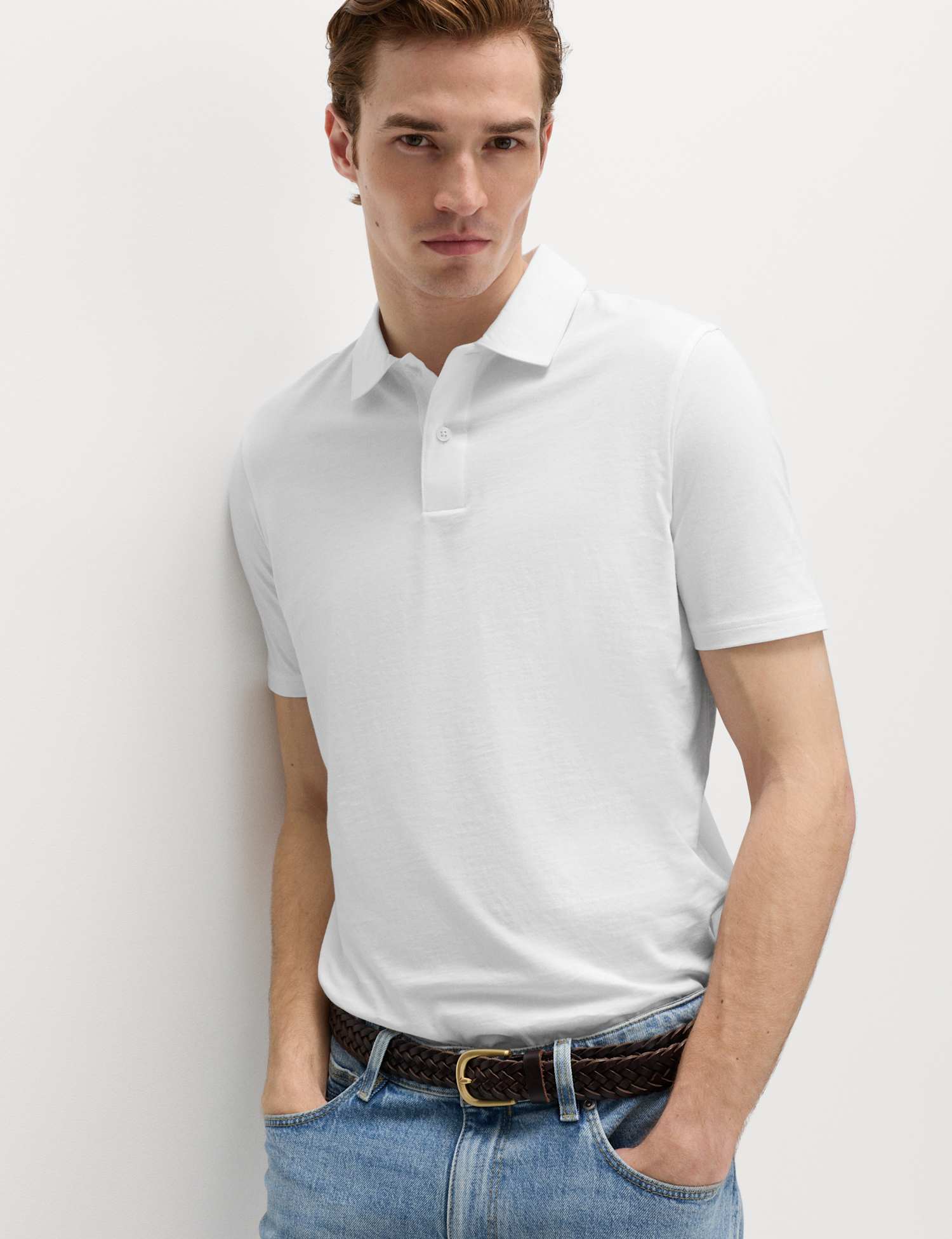 M&S Pure Cotton Jersey Polo Shirt White