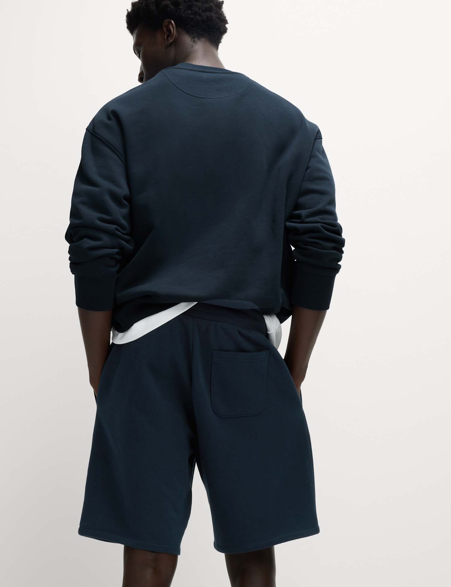 M&S Elasticated Waist Cotton Rich Oversized Shorts Dark Navy