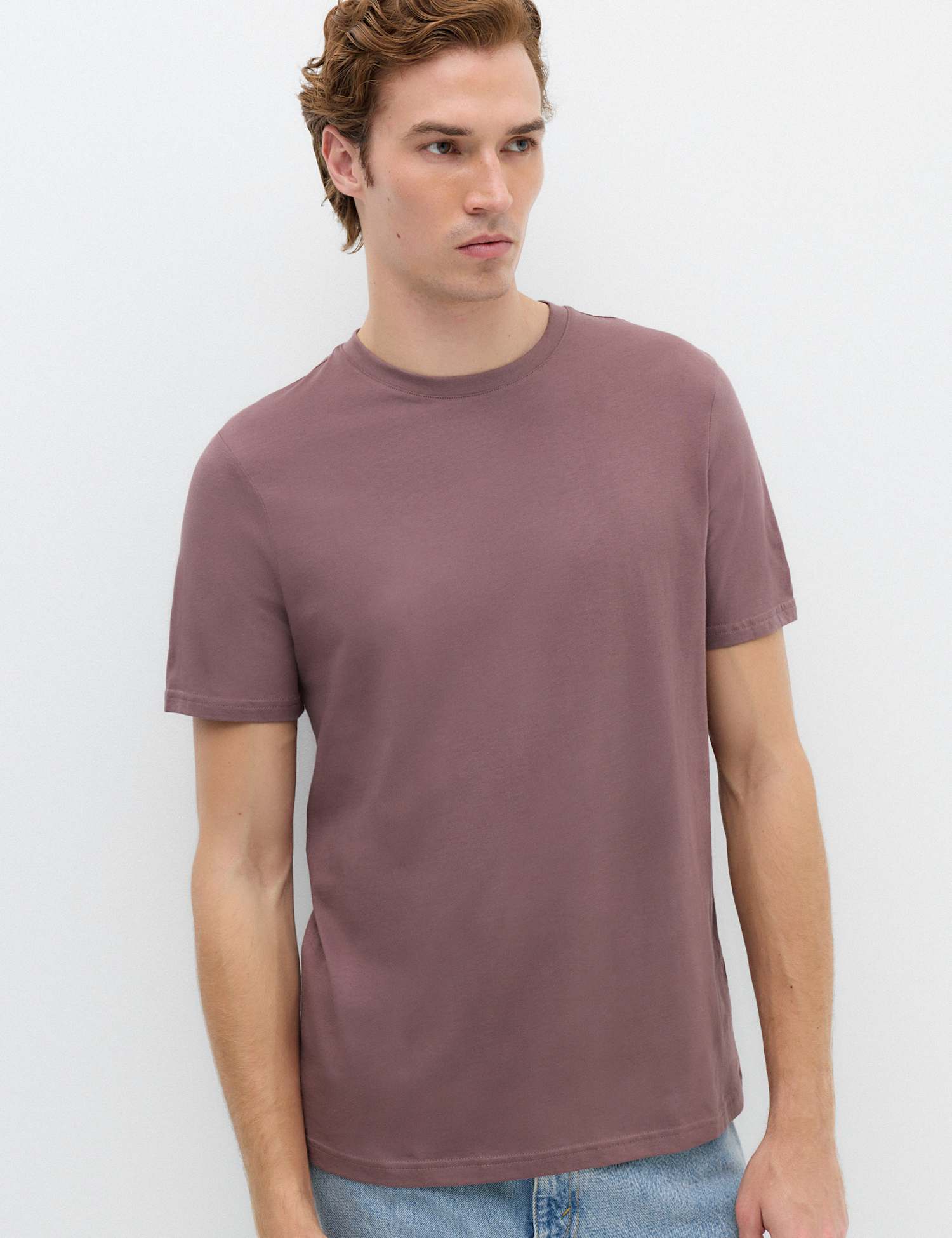 M&S Pure Cotton Regular Fit Crew Neck T-Shirt Rosewood