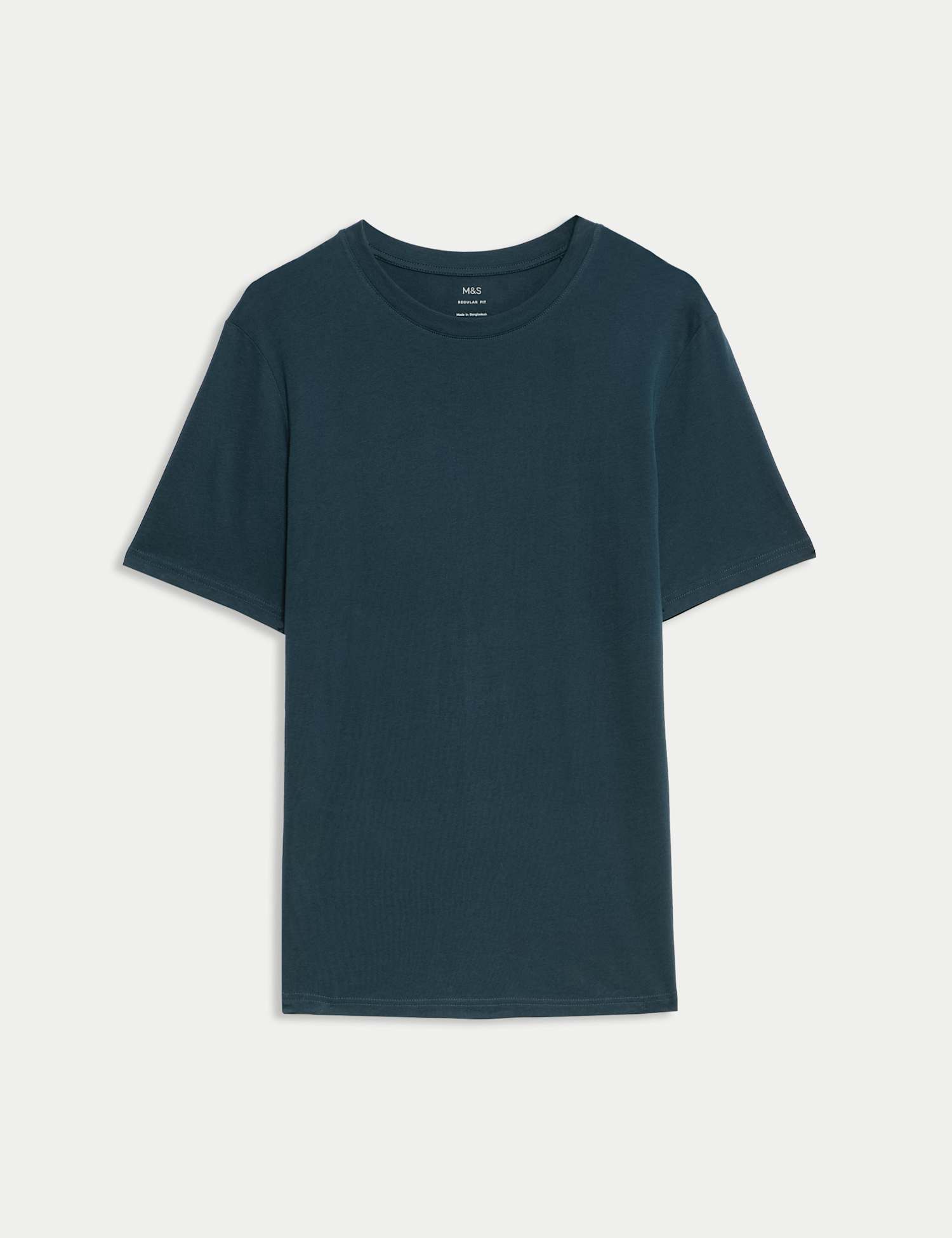 M&S Pure Cotton Regular Fit Crew Neck T-Shirt Kingfisher