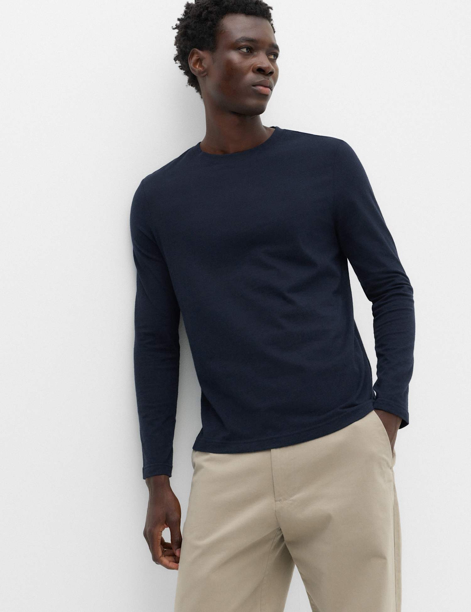M&S Pure Cotton Crew Neck T-Shirt Navy