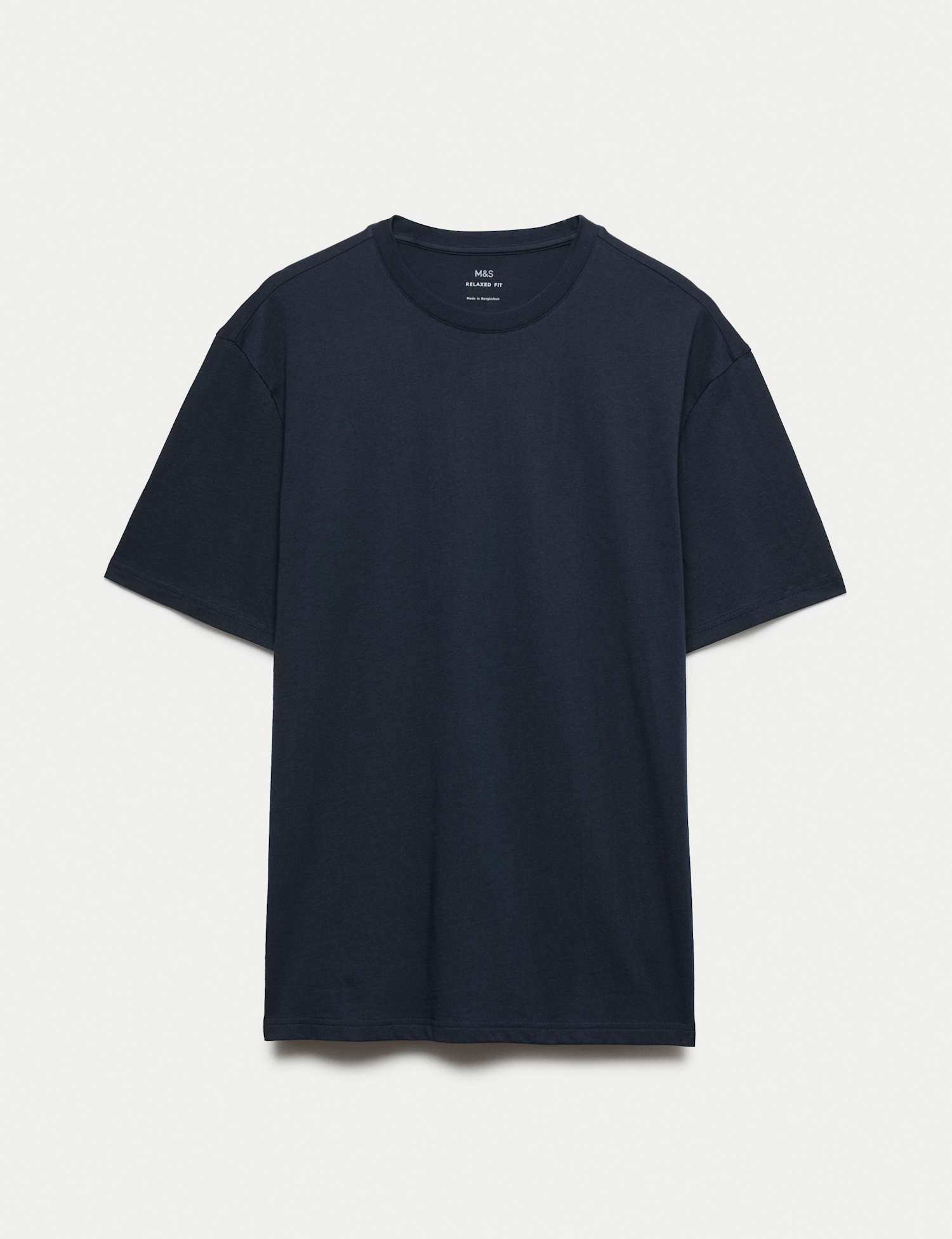 M&S Relaxed Fit Pure Cotton T shirt Navy