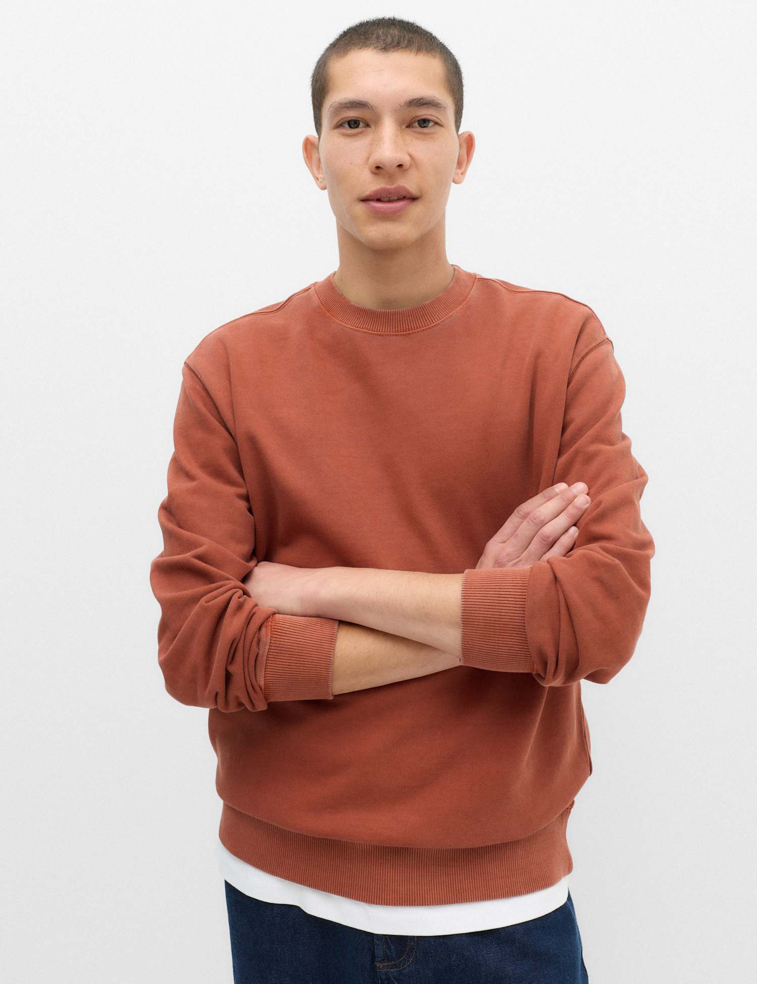 M&S Pure Cotton Garment Dye Sweatshirt Henna