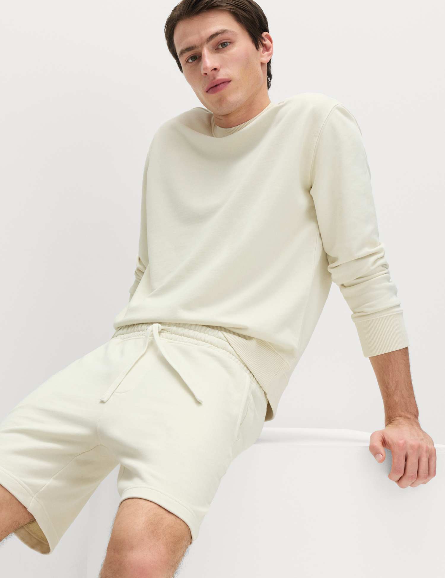 M&S Relaxed Fit Pure Cotton Garment Dye Short Ecru