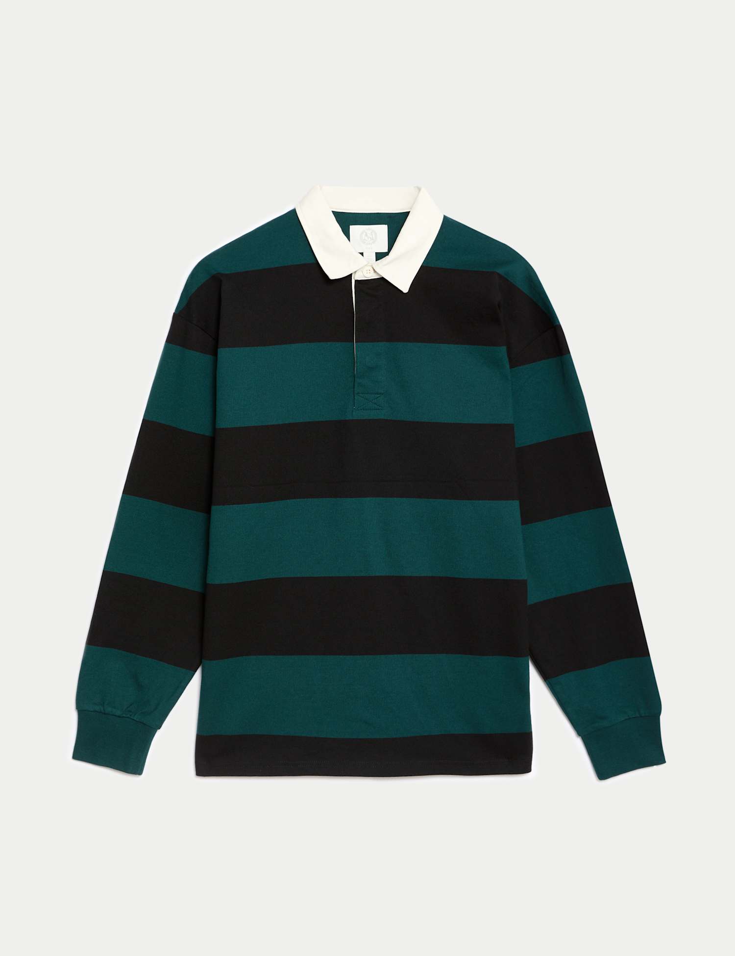 M&S Pure Cotton Striped Rugby Shirt Green Mix