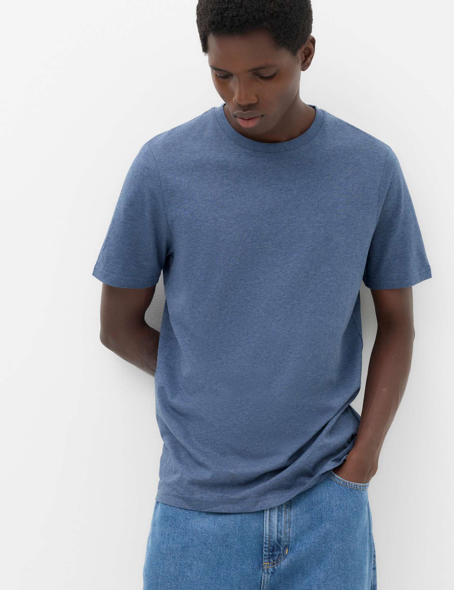 M&S 3 Pack Pure Cotton Crew Neck T-Shirts Denim Mix