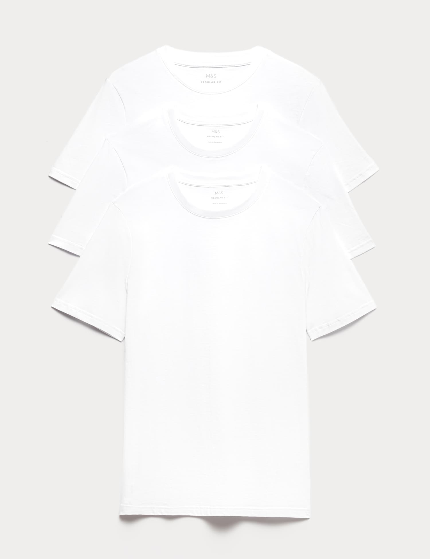 M&S 3 Pack Pure Cotton Crew Neck T-Shirts White