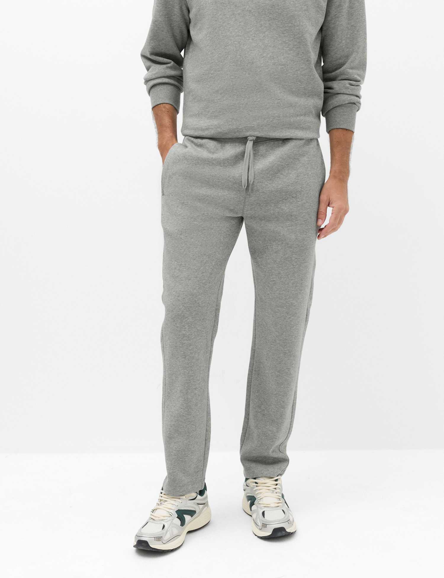 M&S Cotton Rich Straight Leg Joggers Grey Marl