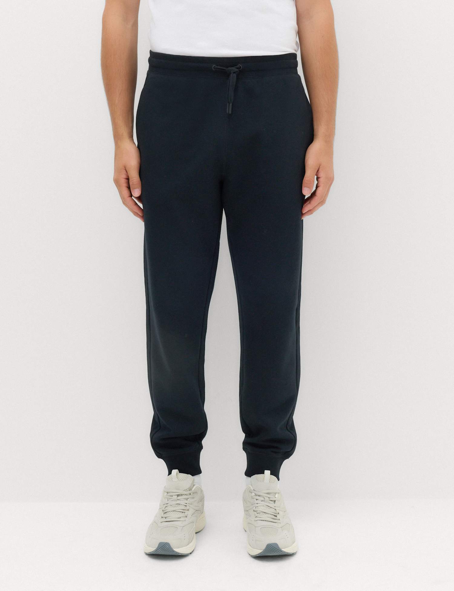 M&S Cotton Rich Brushback Cuffed Joggers Black