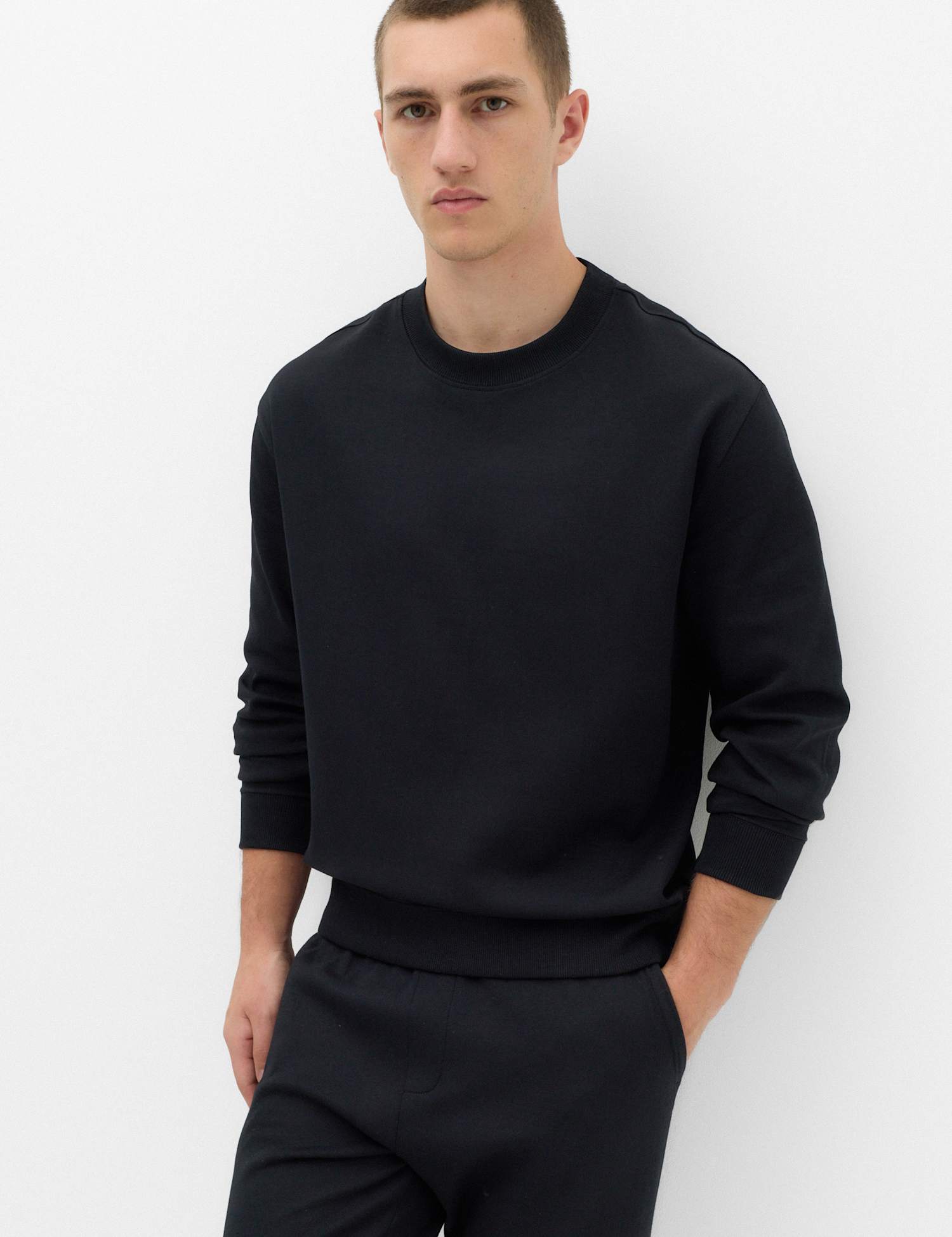 M&S Ultimate Cotton Rich Crew Neck Sweatshirt Black