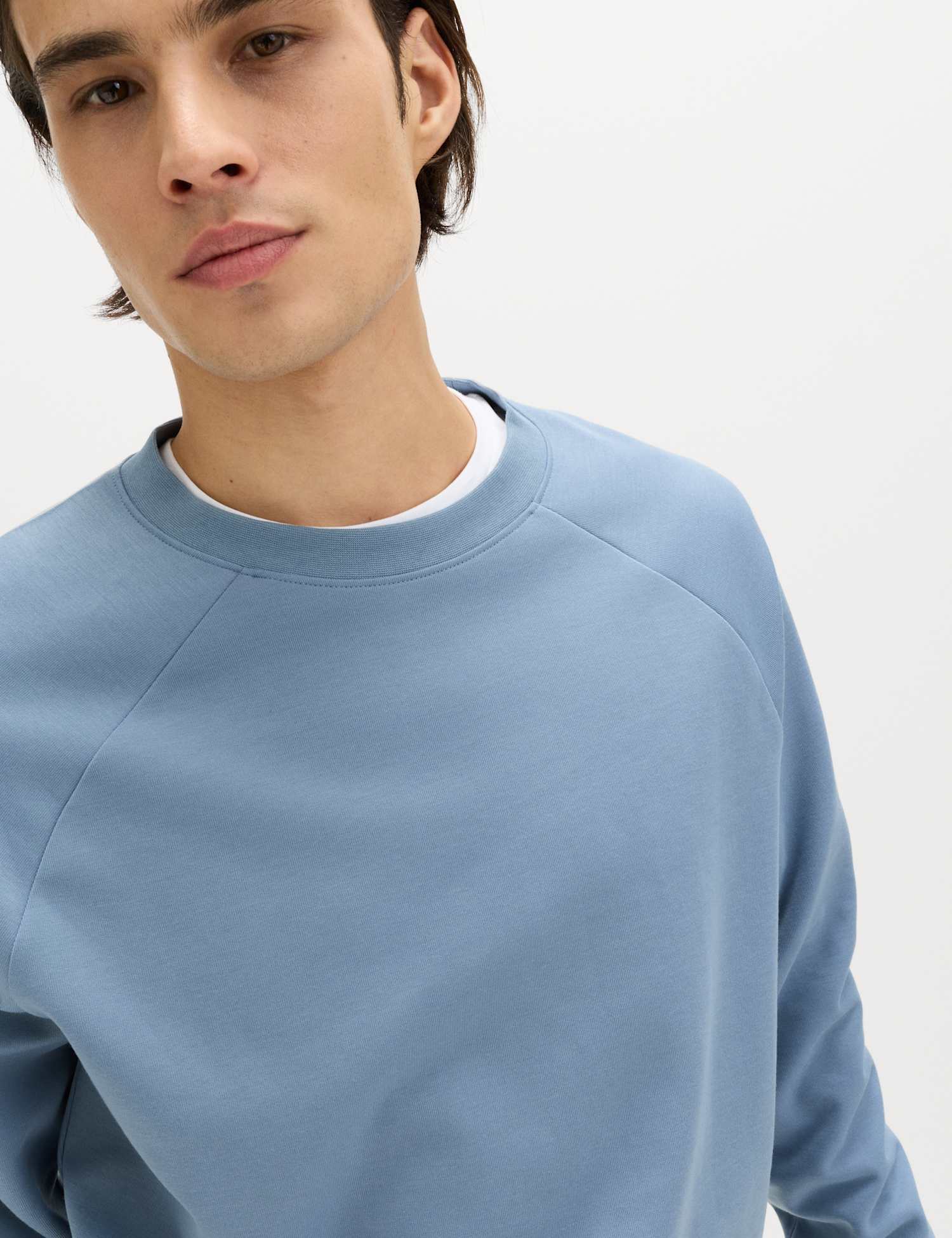 Goodmove Performance Jersey Crew Neck Sweatshirt Medium Blue