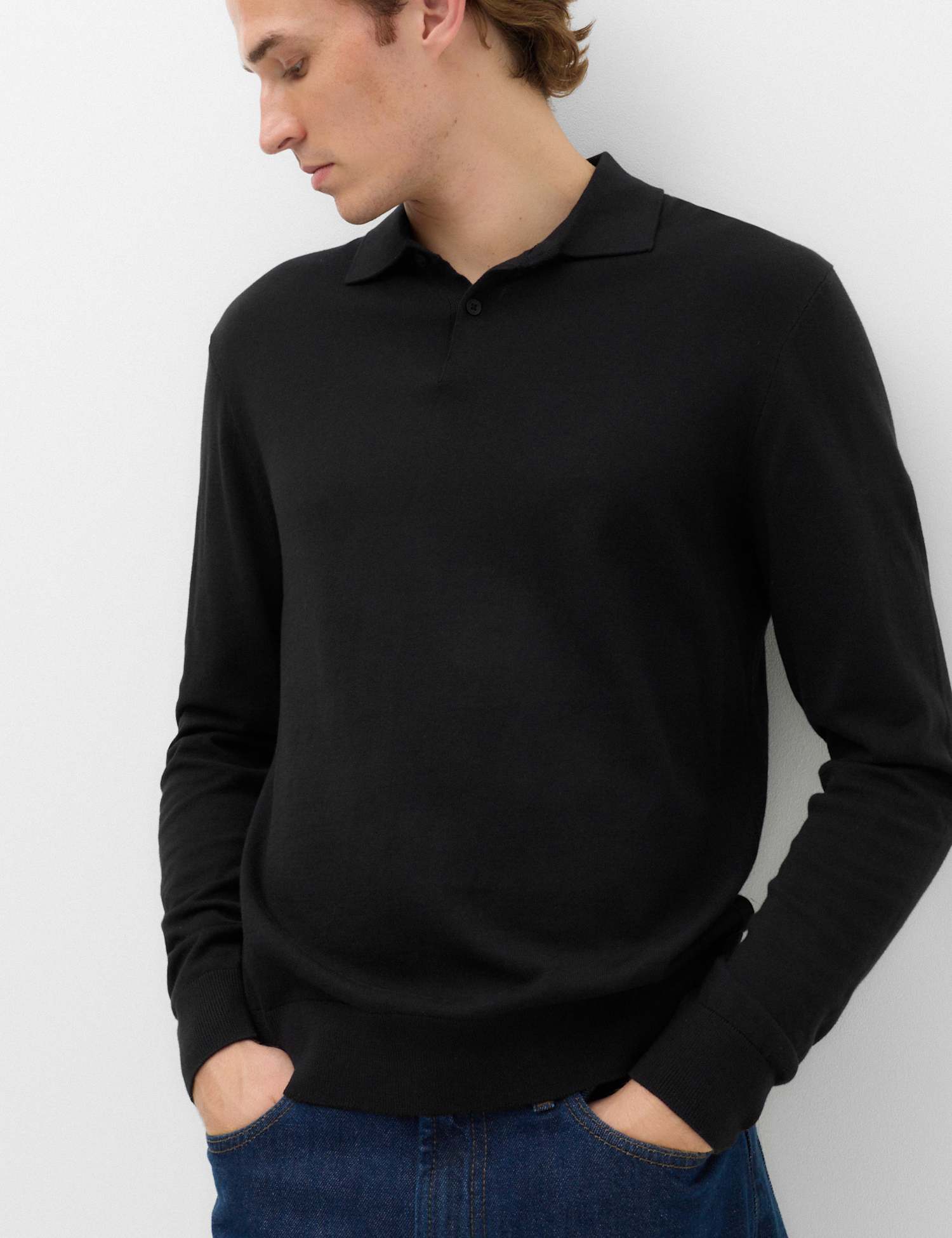 M&S Pure Cotton Regular Fit Knitted Polo Shirt Black