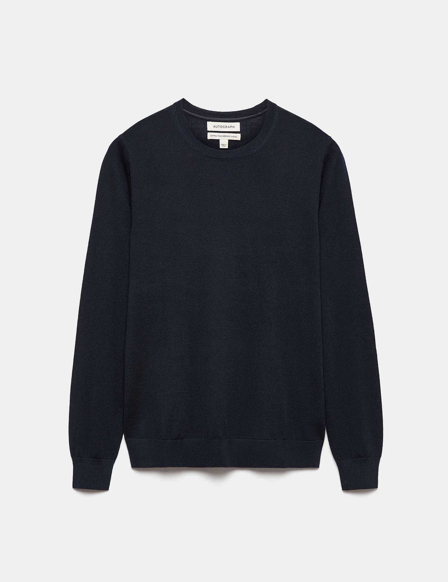 Autograph Pure Extra Fine Merino Wool Crew Neck Jumper Dark Navy