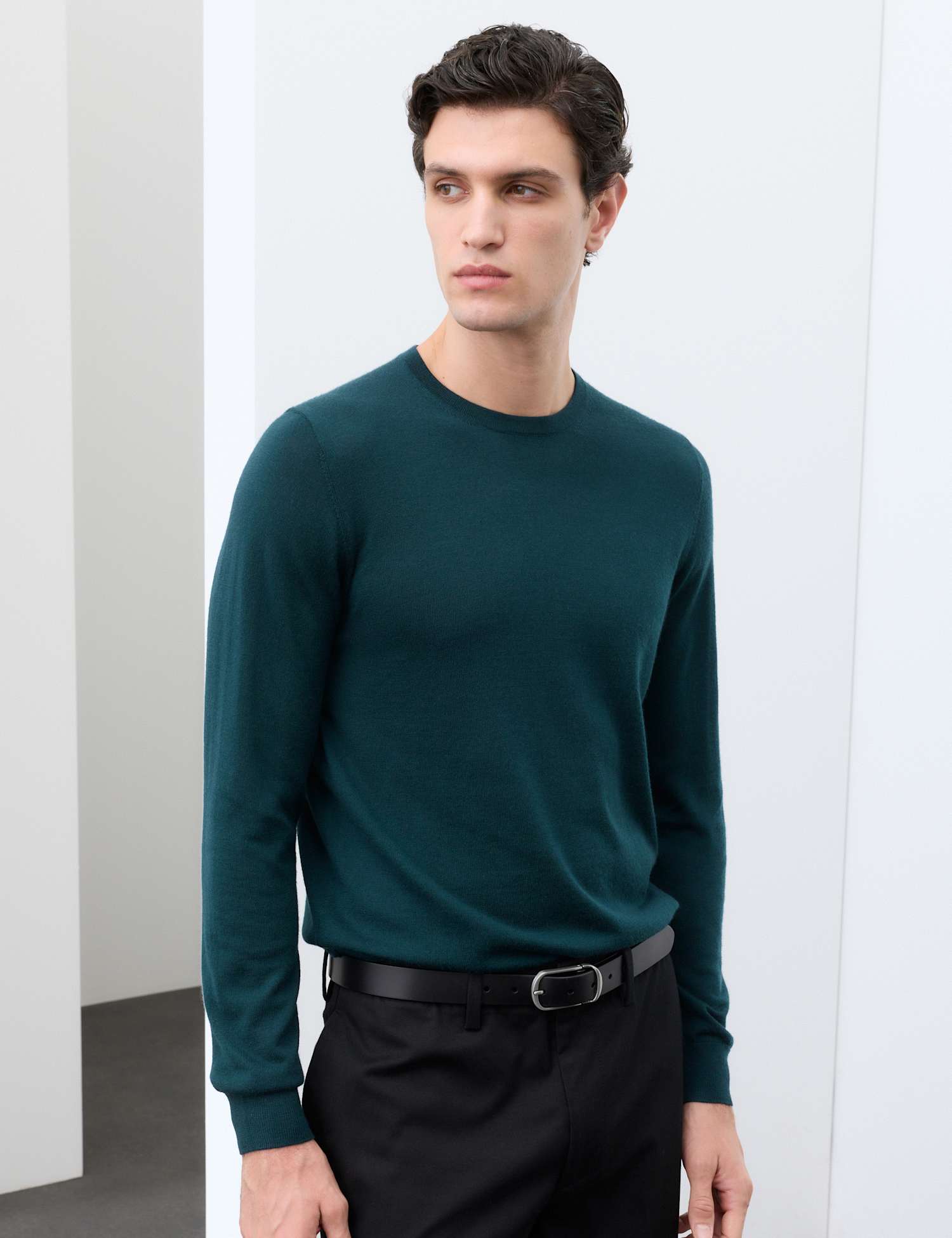 Autograph Pure Extra Fine Merino Wool Crew Neck Jumper Dark Kingfisher