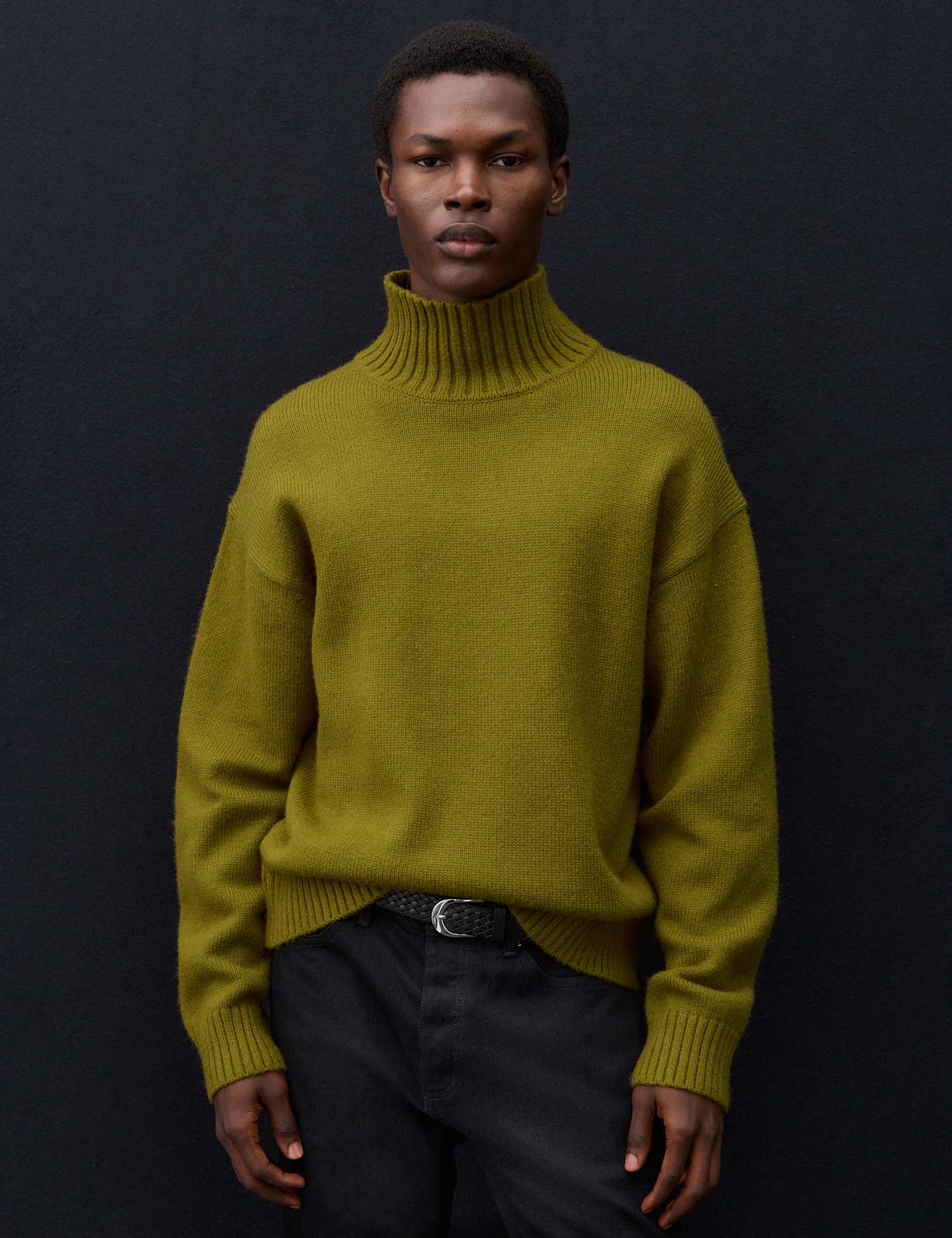 Autograph Wool Blend Funnel Neck Jumper Chartreuse