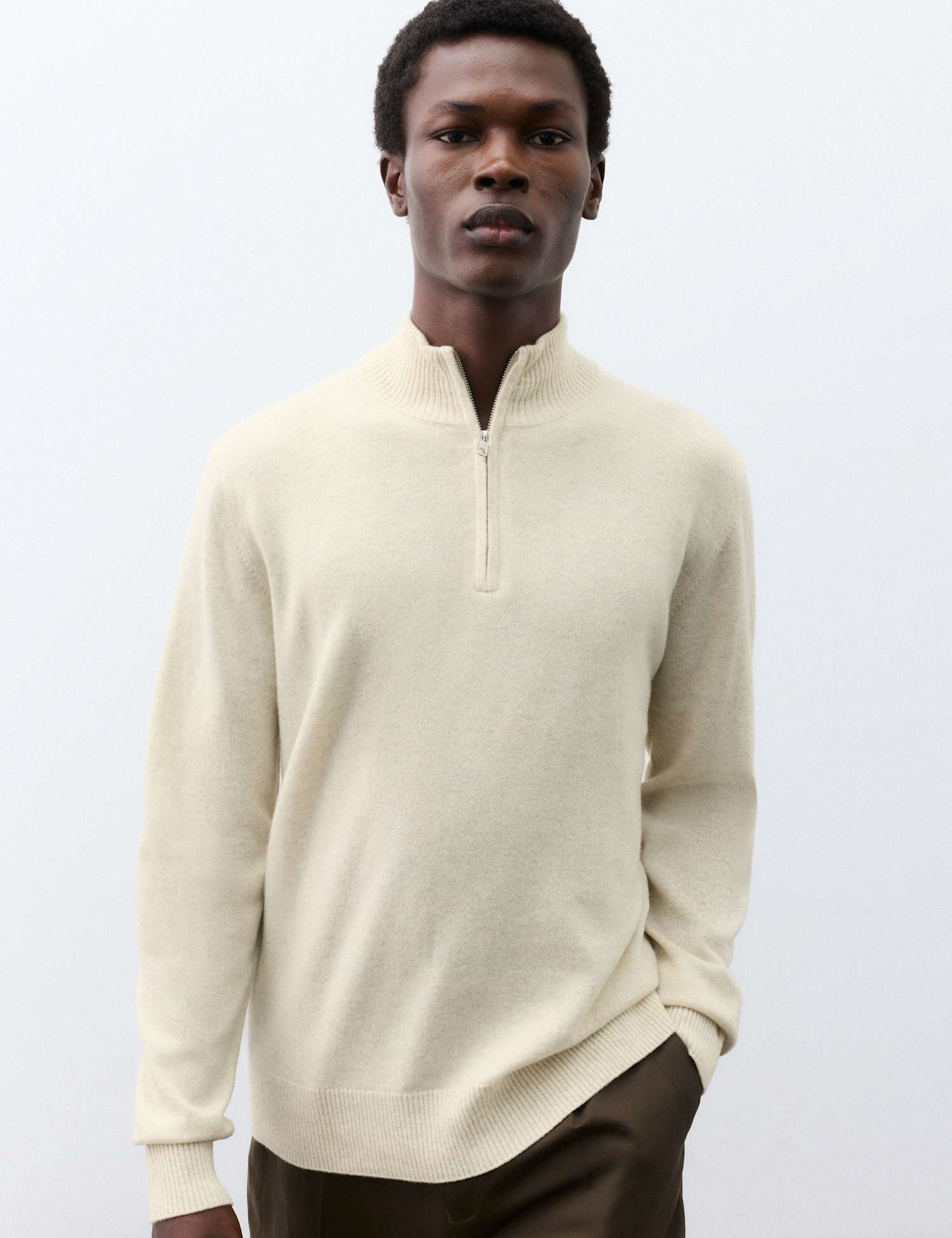 Autograph Pure Cashmere Half Zip Jumper Neutral