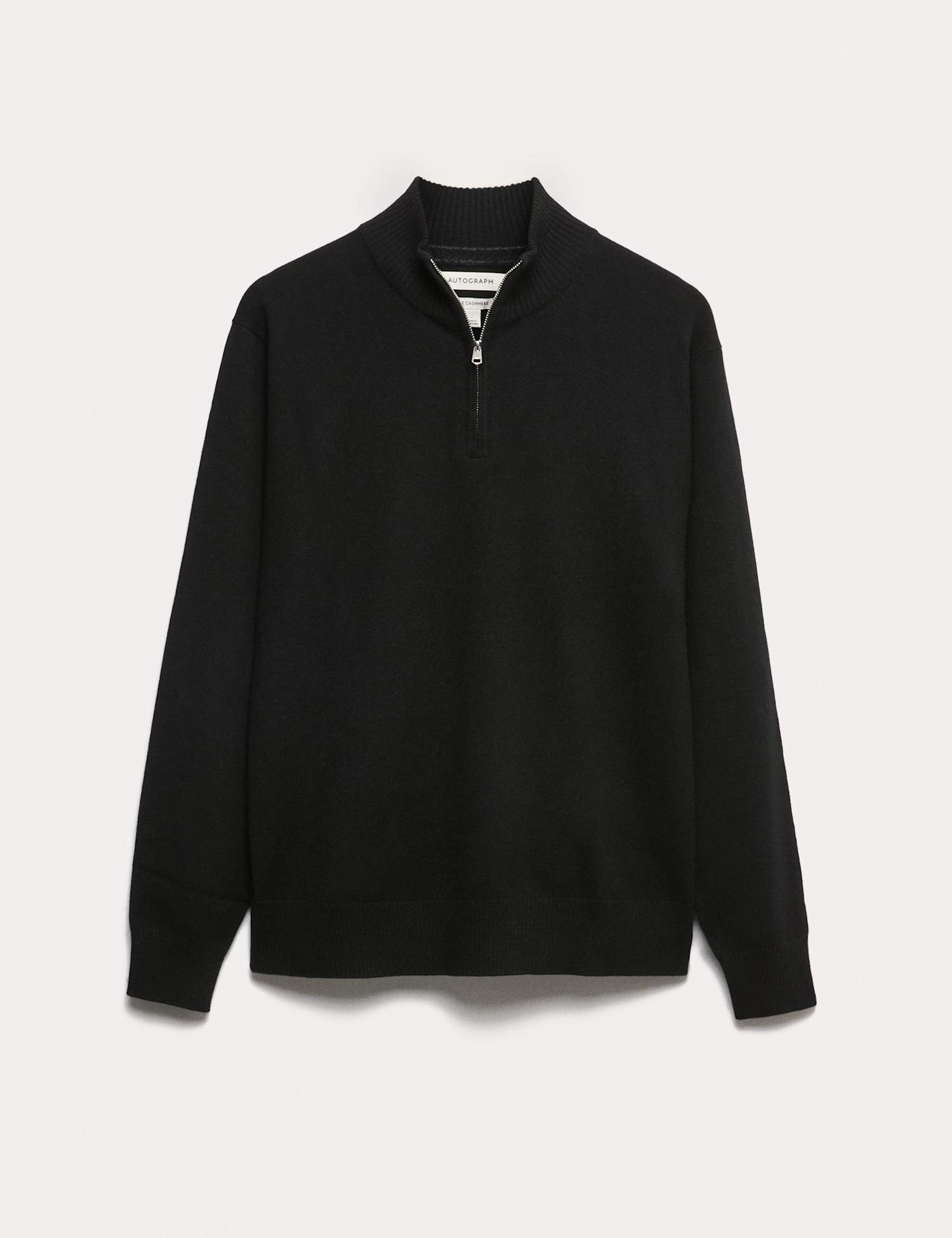 Autograph Pure Cashmere Half Zip Jumper Black