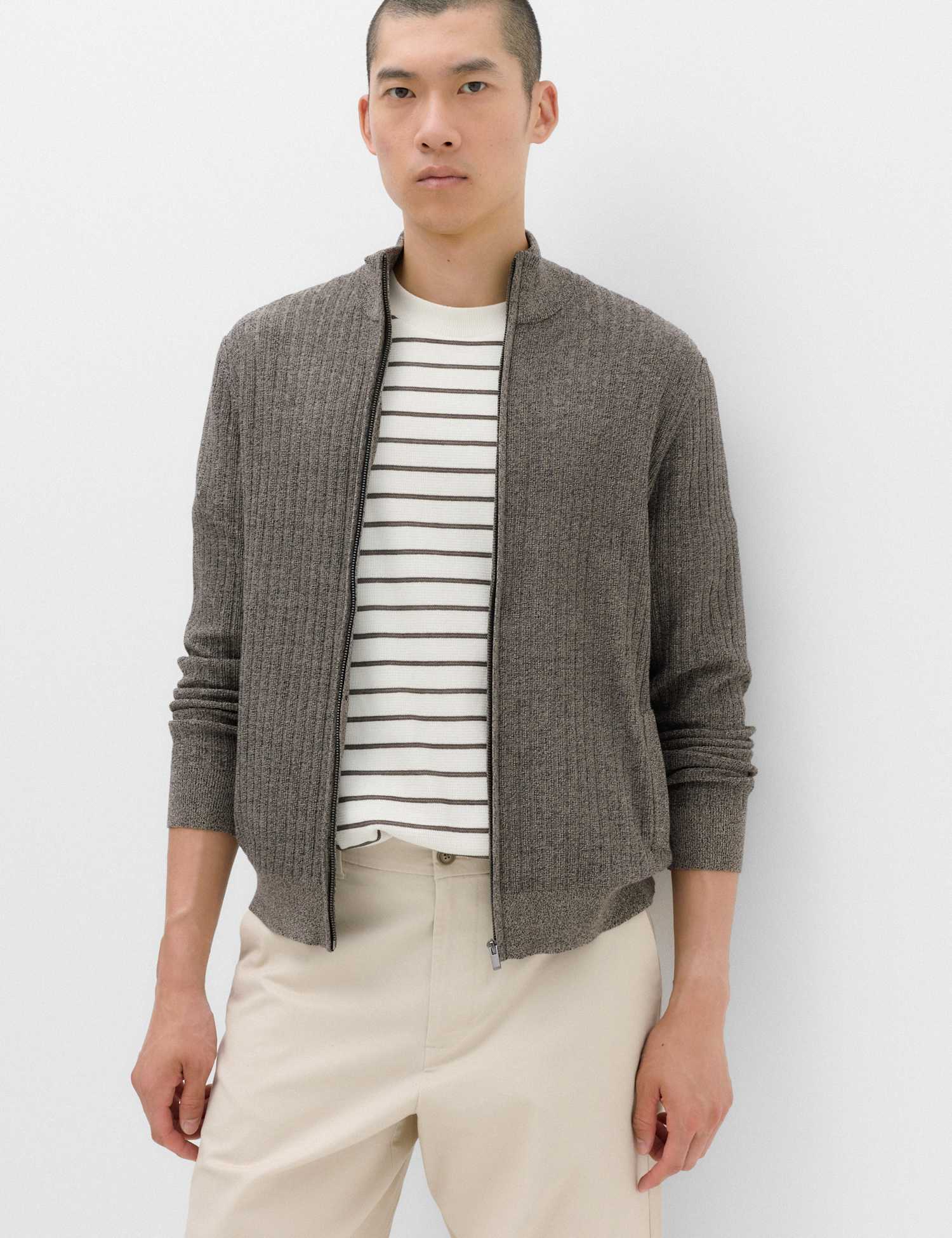 M&S Cotton Rich Smart Funnel Neck Jumper Neutral