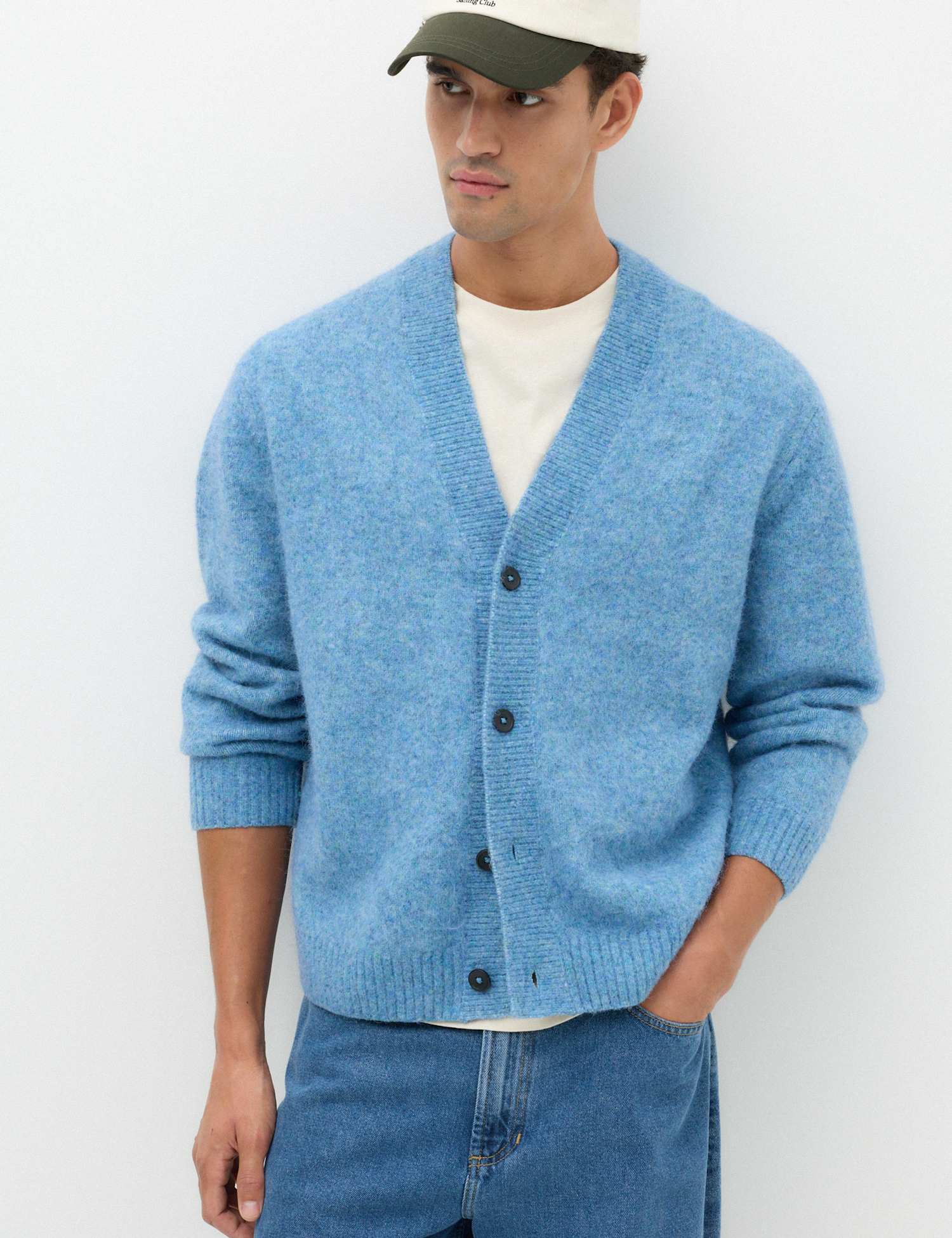 M&S Lofty Knitted Cardigan Mid Blue