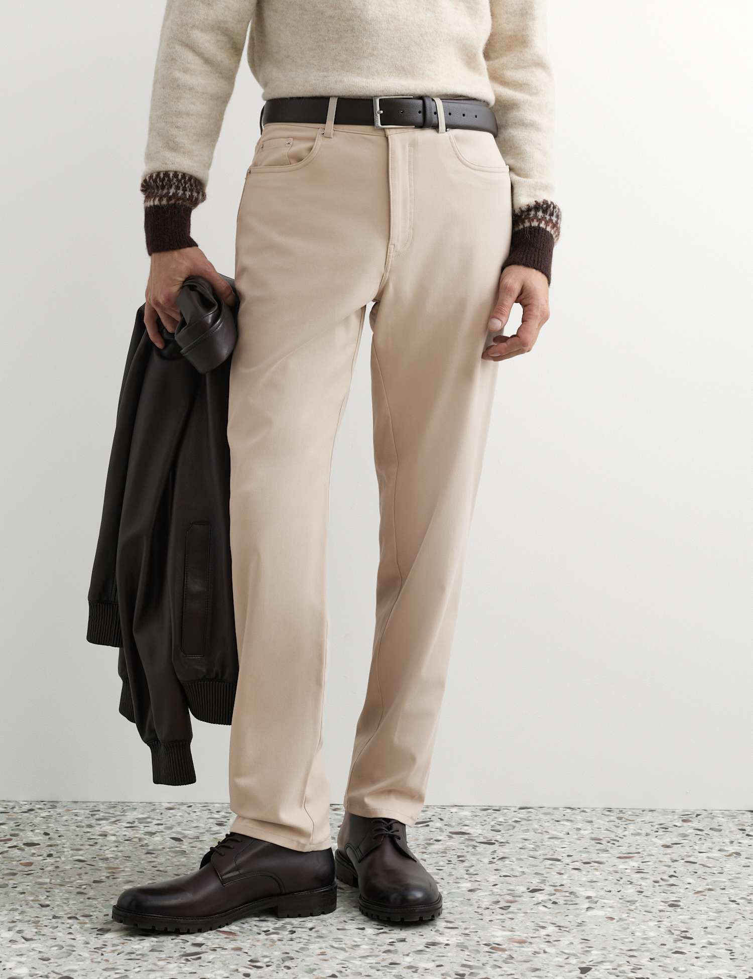 JAEGER Straight Fit 5 Pocket Trousers Beige