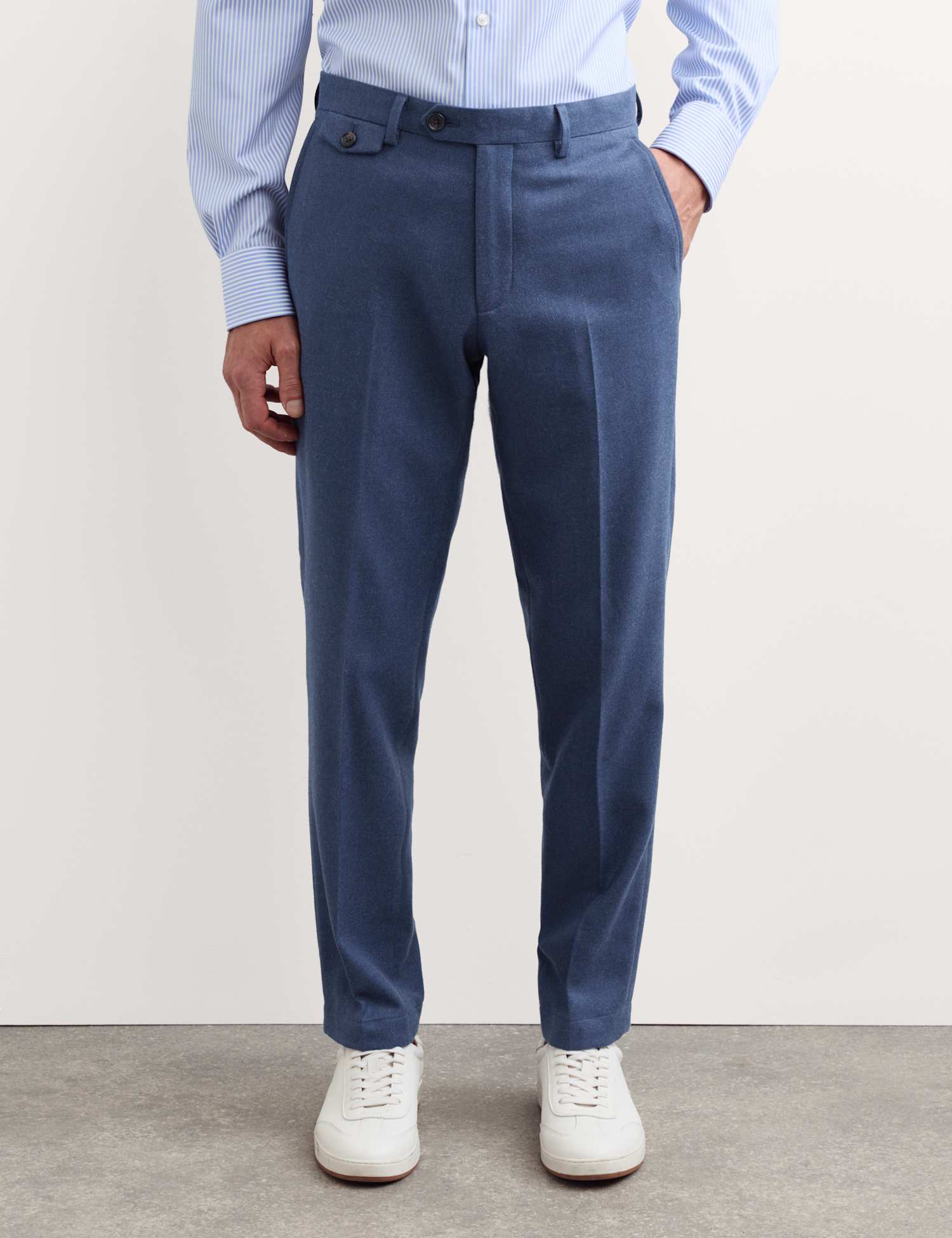 JAEGER Tailored Fit Wool Blend Trousers Mid Blue