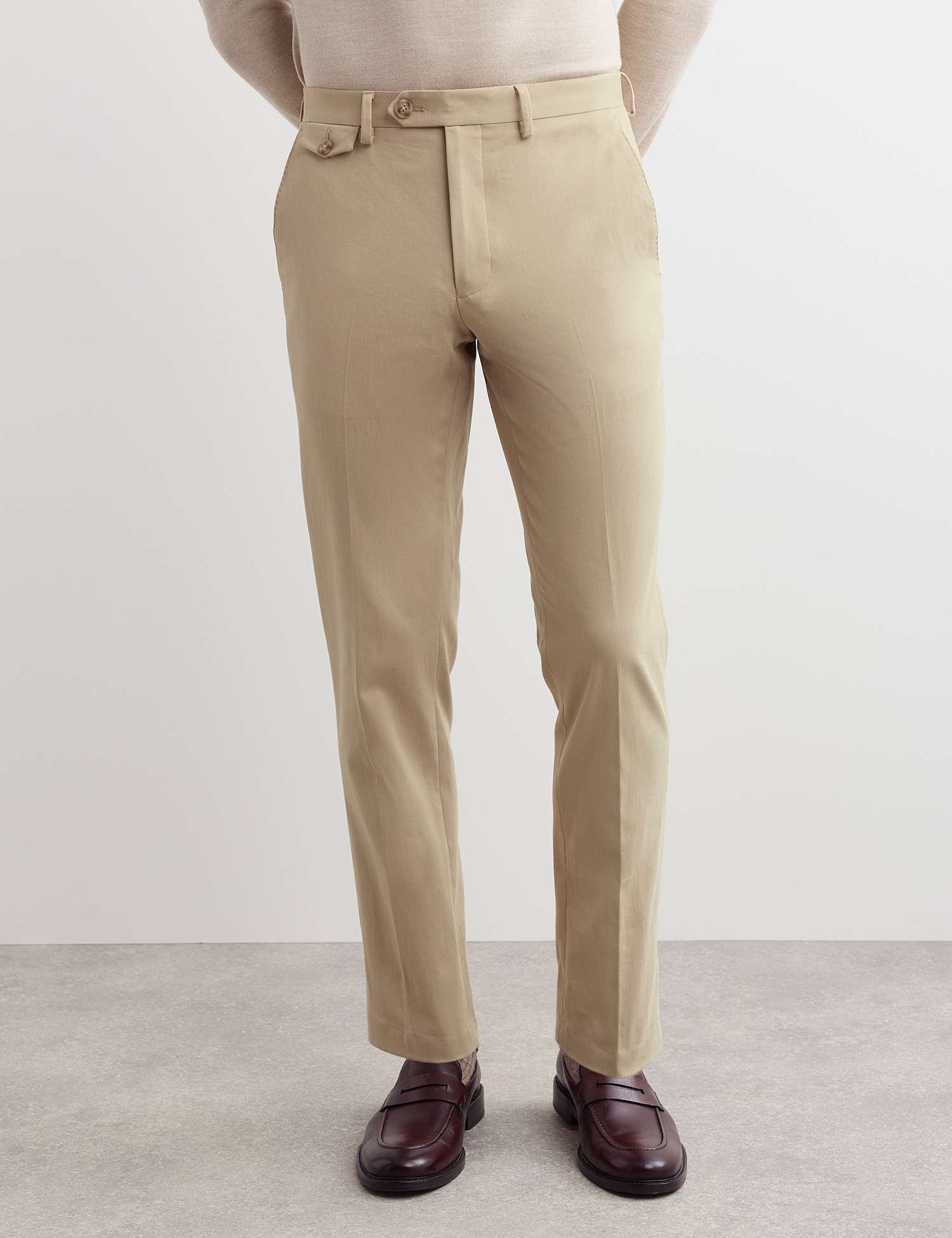 JAEGER Slim Fit Italian Cotton Chinos Beige